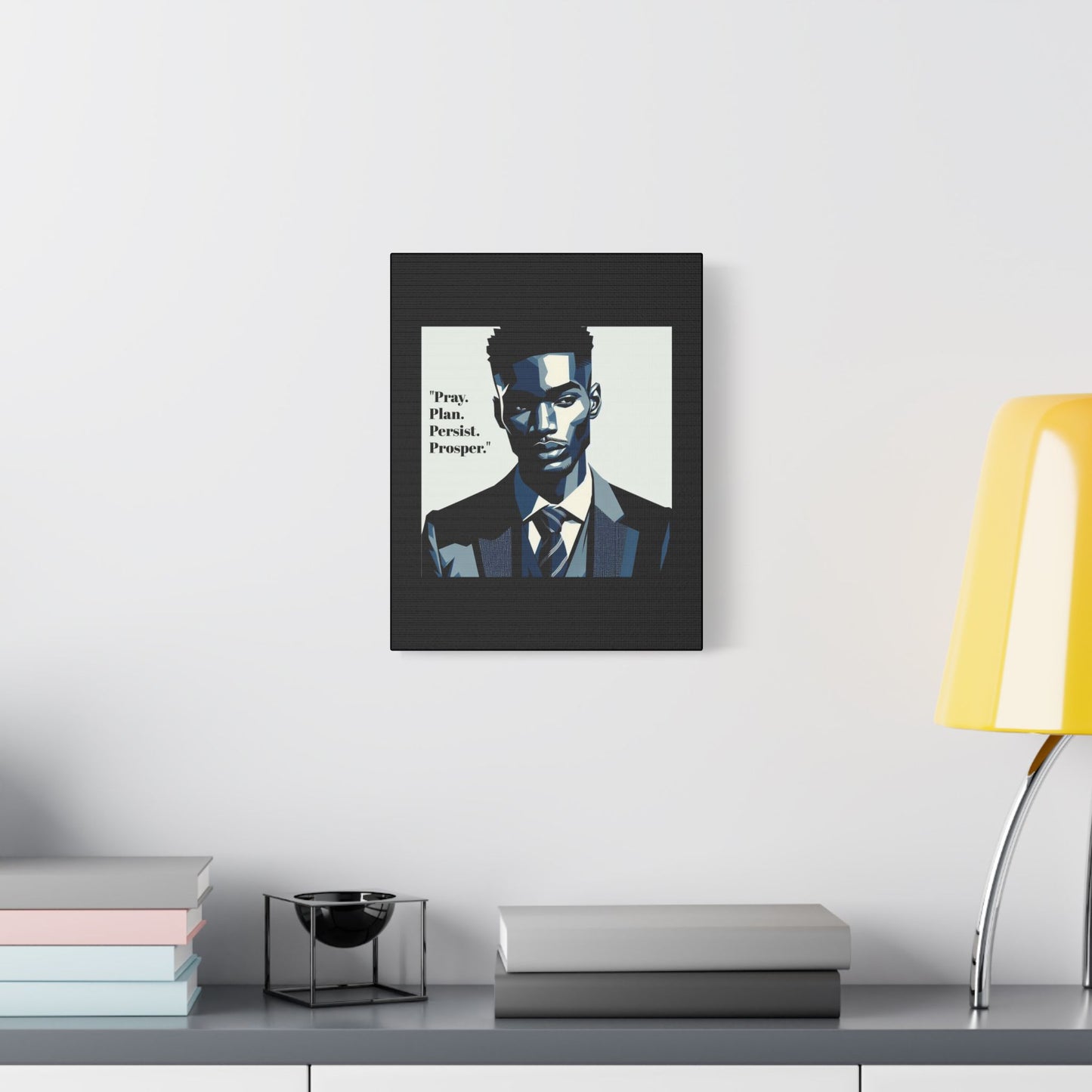 Afro Art Print Canvas, Wall Decor, Satin Stretched Canvas, African American Art, Office Decor, Home Decor - "Pray. Plan. Persist. Prosper."
