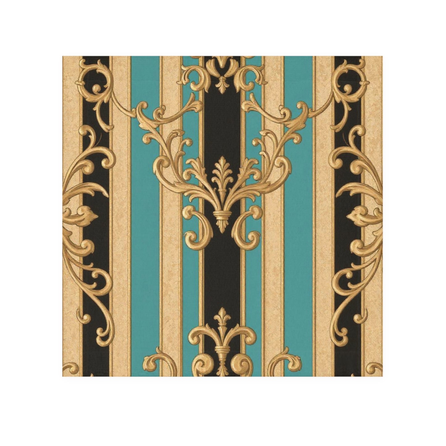 Elegant Black, Tan & Ocean Green Striped Gold Baroque Face Towel, Luxury Spa Decor, Gift for Her,  Wedding or Birthday Present