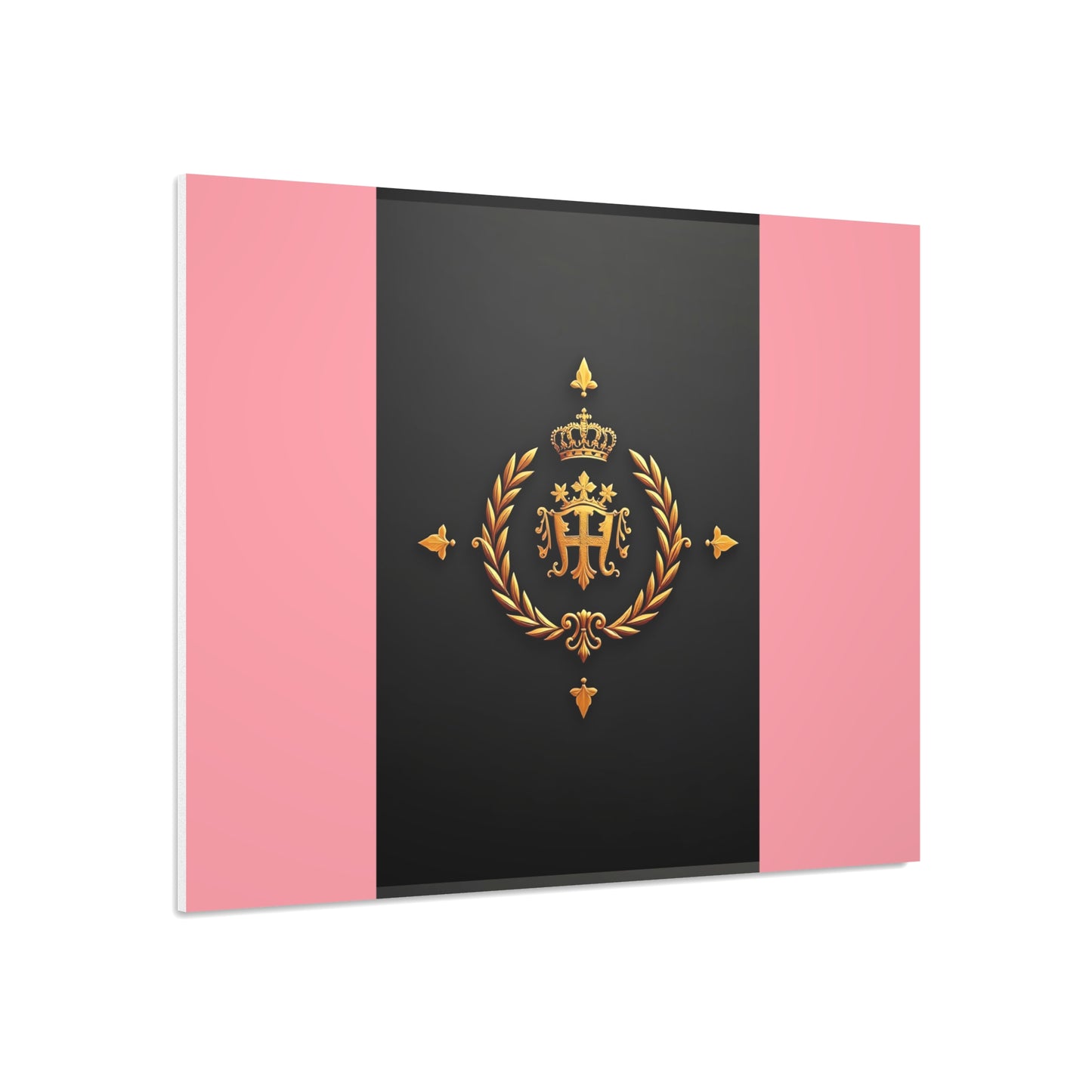 Elegant Wall Art Foam Board, Luxurious Home Decor, Modern Design Display, Stylish Room Accent, Office Decor, Unique Gift - Pink Striped Gold Crest