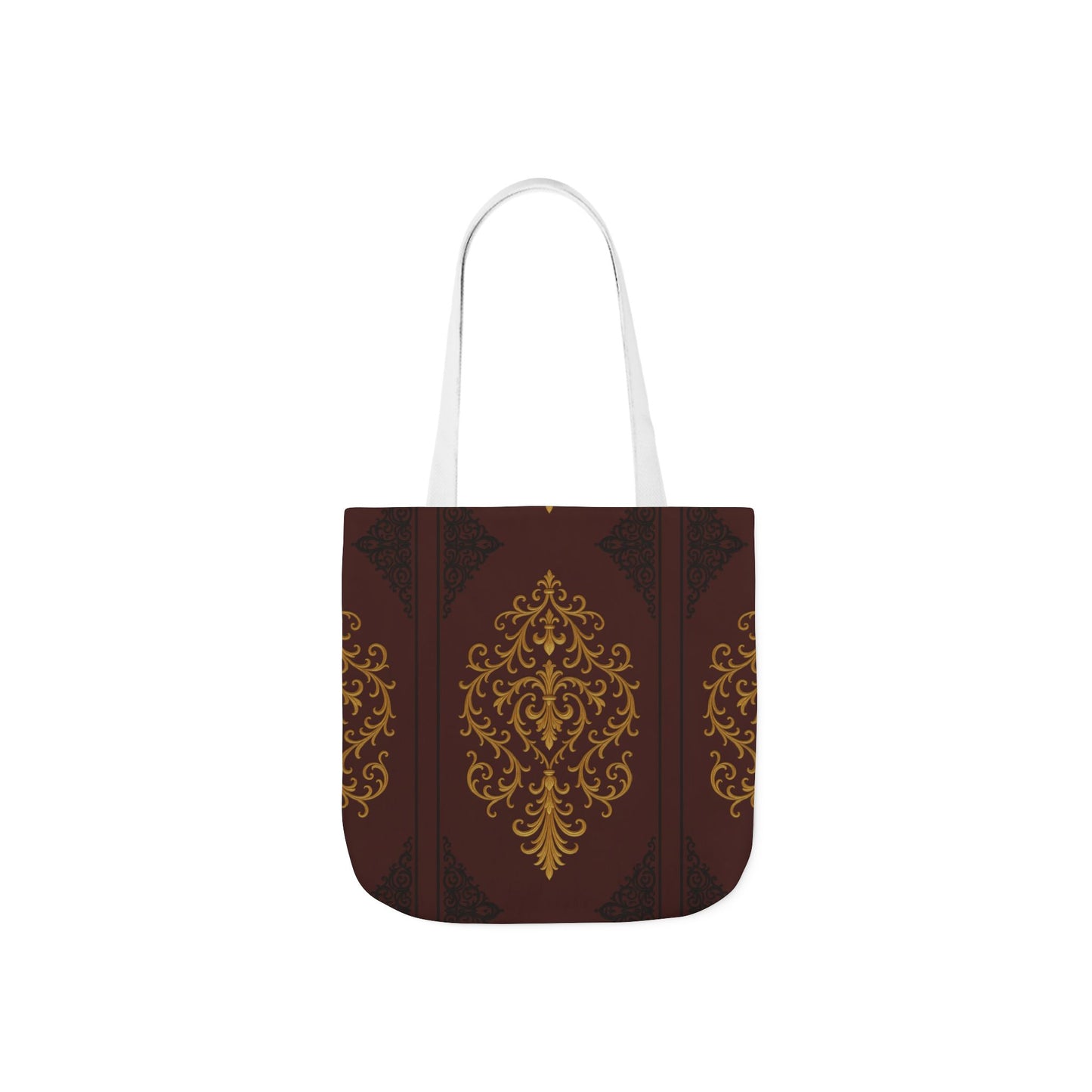 Dusk Burgundy-Black & Gold Baroque Canvas Tote — Vintage Burgundy & Gold Market Bag