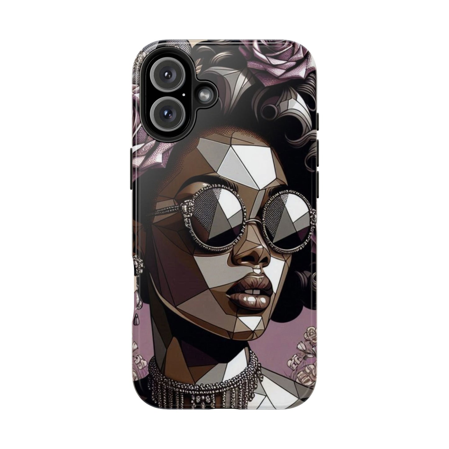 Chic Geometric Phone Case, Stylish Tough Case for Women, Unique Gift, Floral Design, Modern Accessories for Everyday Use - Lilac Baroque Lady