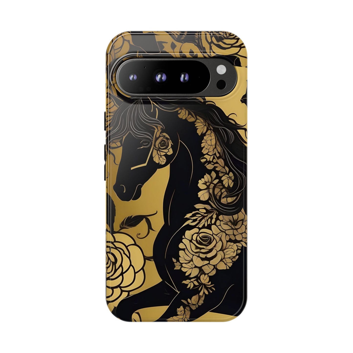 Phone Case - Elegant Horse & Roses Design