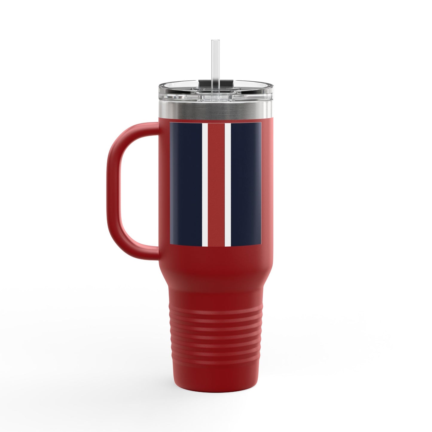 Lunar Midnight & Red-White Striped Stylish Insulated Travel Mug - Perfect for Adventure Seekers | 40oz Hot & Cold Beverage Container