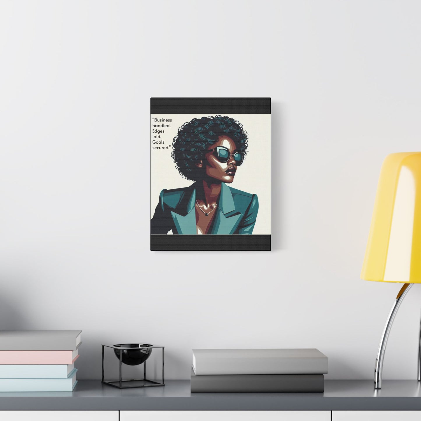 Afro Art Print Canvas, Wall Decor, Satin Stretched Canvas, African American Art, Office Decor, Home Decor - "Business handled."