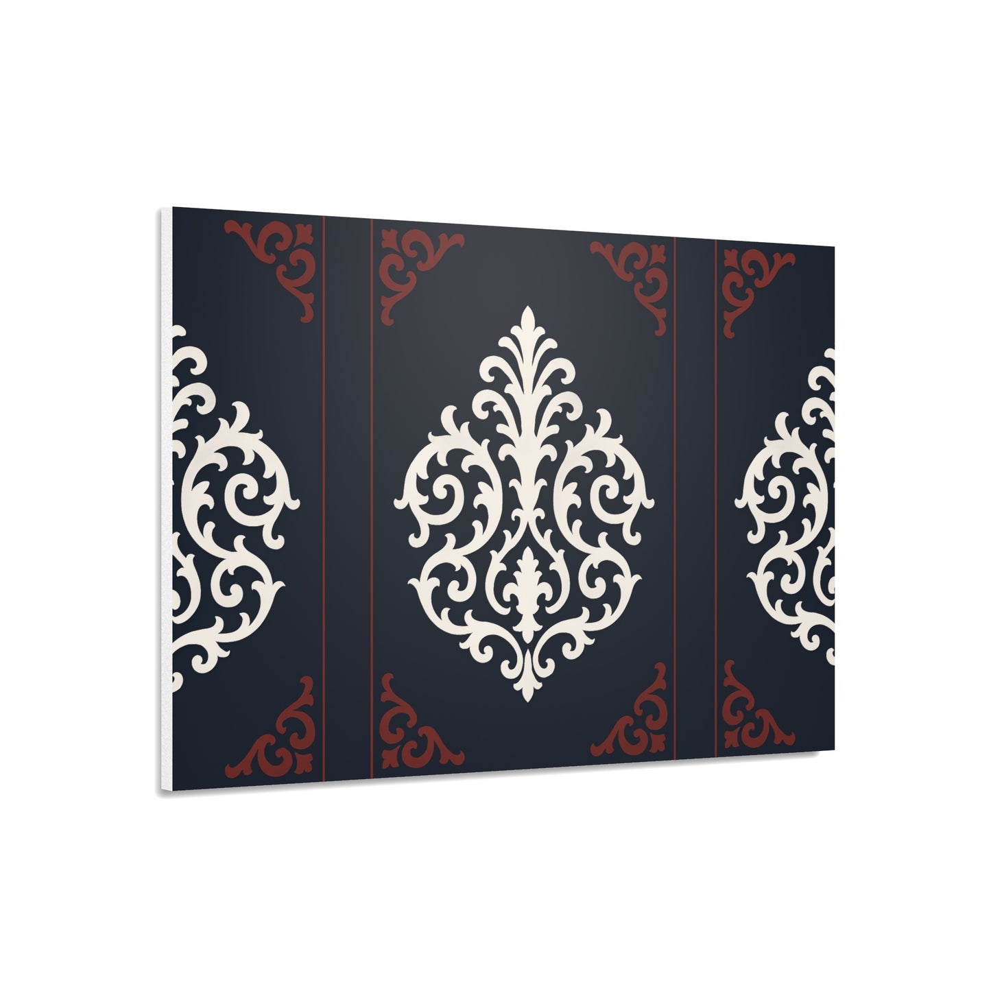 Dusk Blue-Maroon & White Baroque Foam Board Wall Art — Blue, White & Maroon Pattern