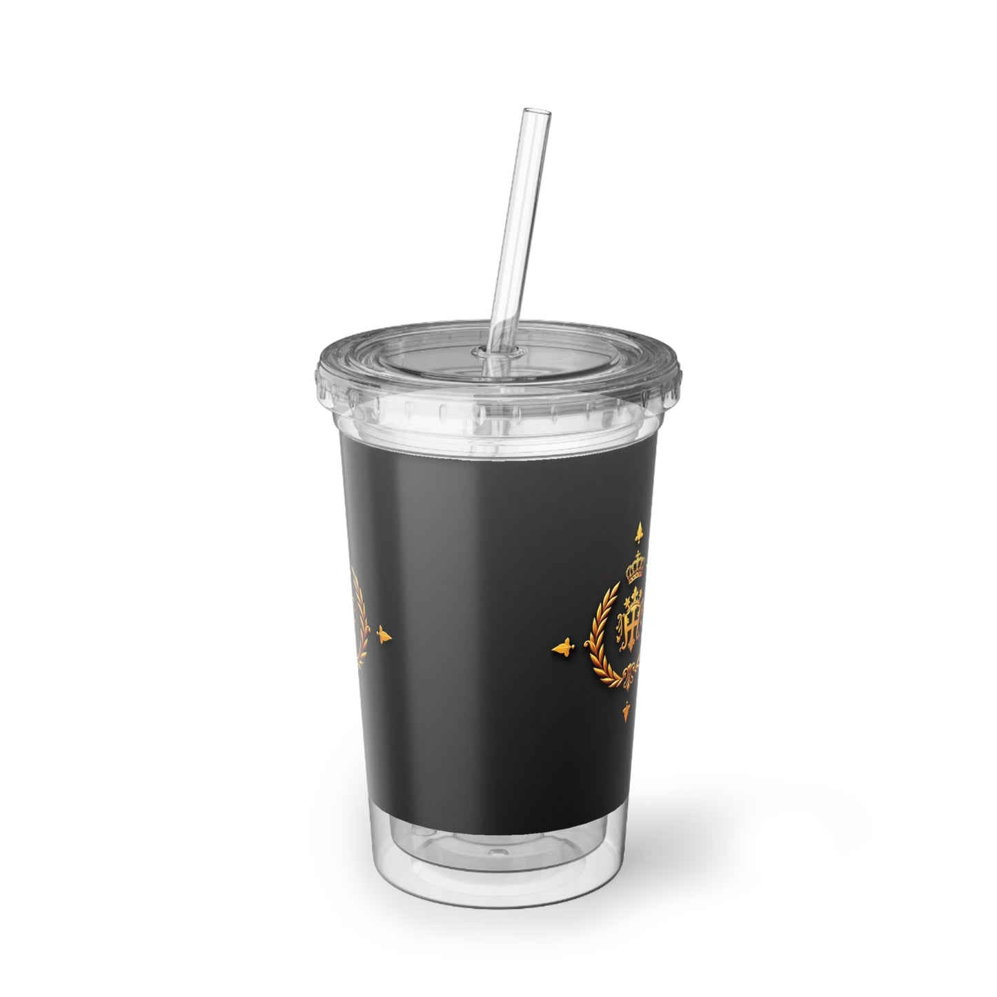 Suave Acrylic Cup with Crown Design, Personalized Drinkware, Elegant Tumblers, Durable Travel Mugs, Gift for All Occasions - Gold Crest