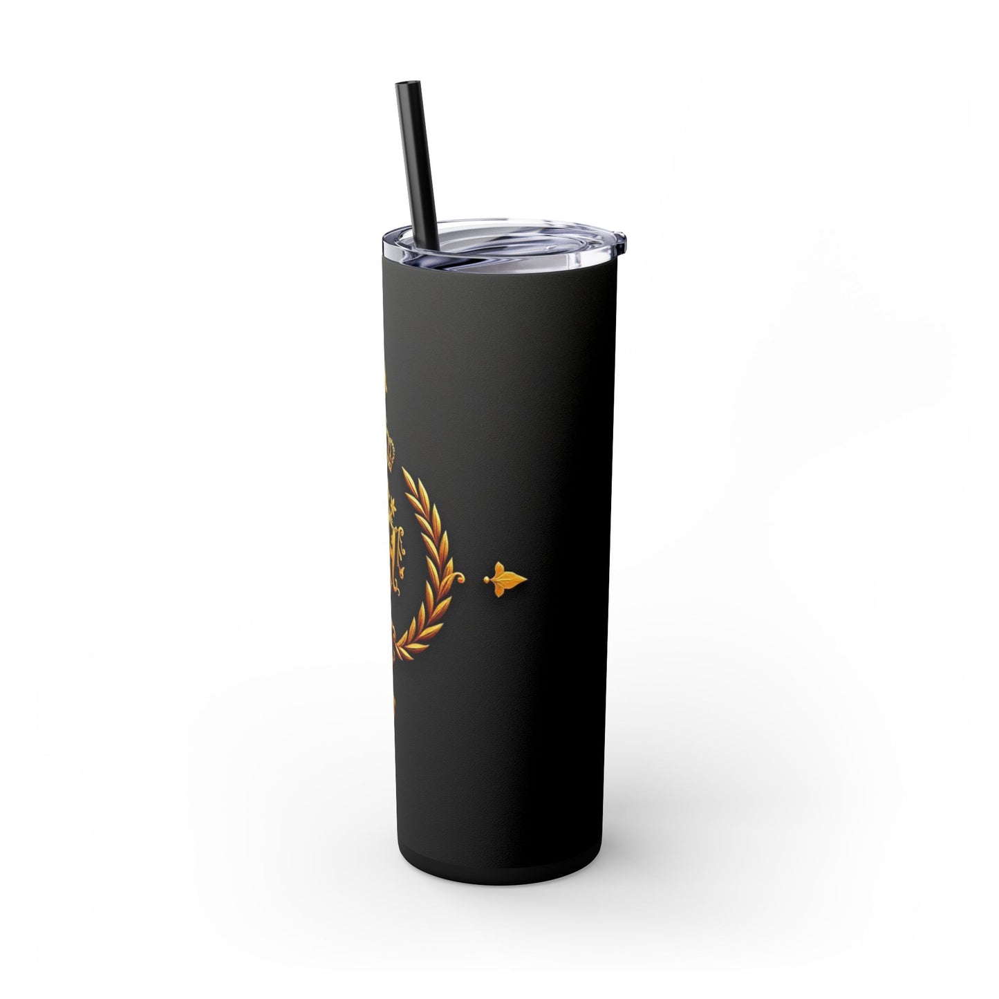 Elegant Gold Crown Skinny Tumbler with Straw, 20oz - Stylish Drinkware for Every Occasion, Royal Inspired, Ideal Gift for Her - Gold Crest