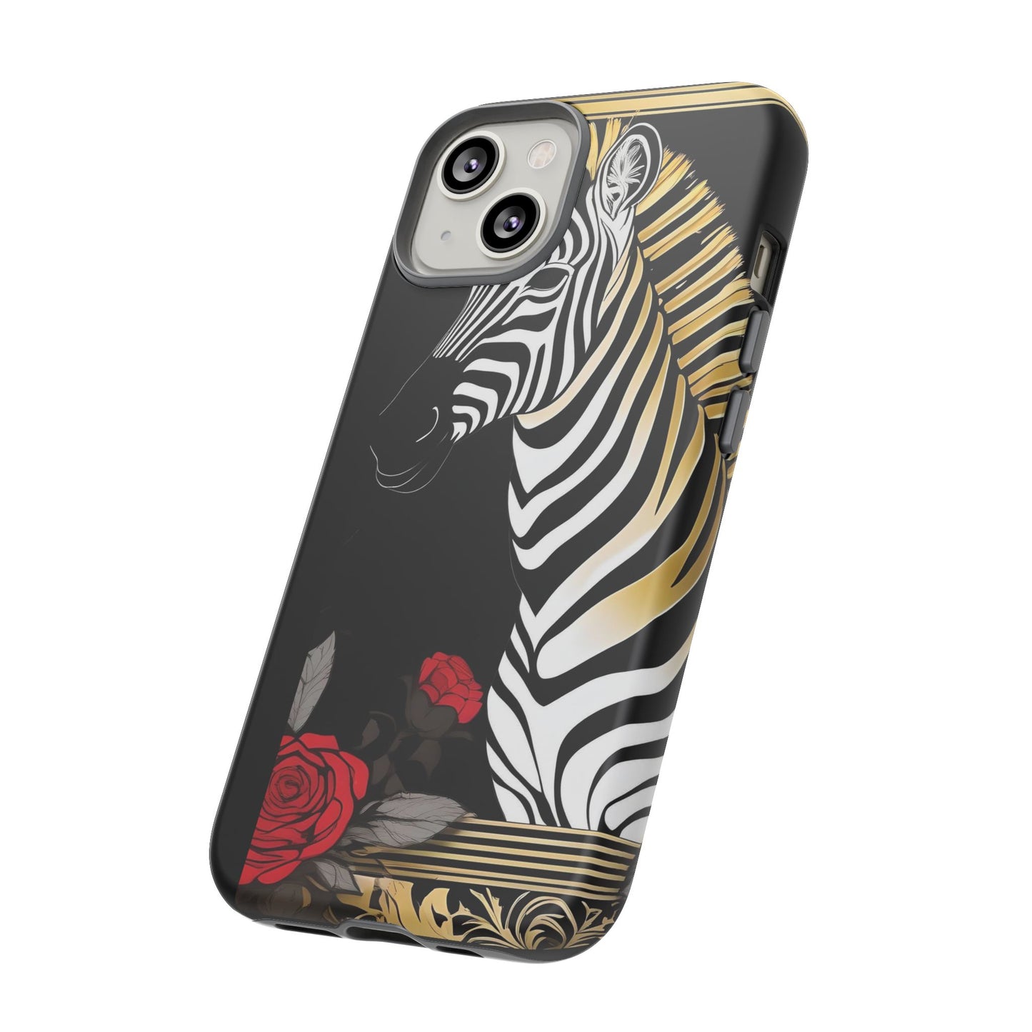 Phone Case - Elegant Zebra & Roses Design
