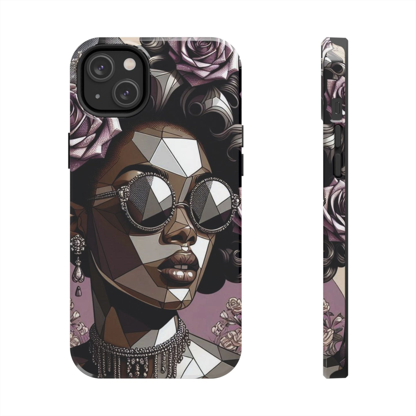 Chic Geometric Phone Case, Stylish Tough Case for Women, Unique Gift, Floral Design, Modern Accessories for Everyday Use - Lilac Baroque Lady