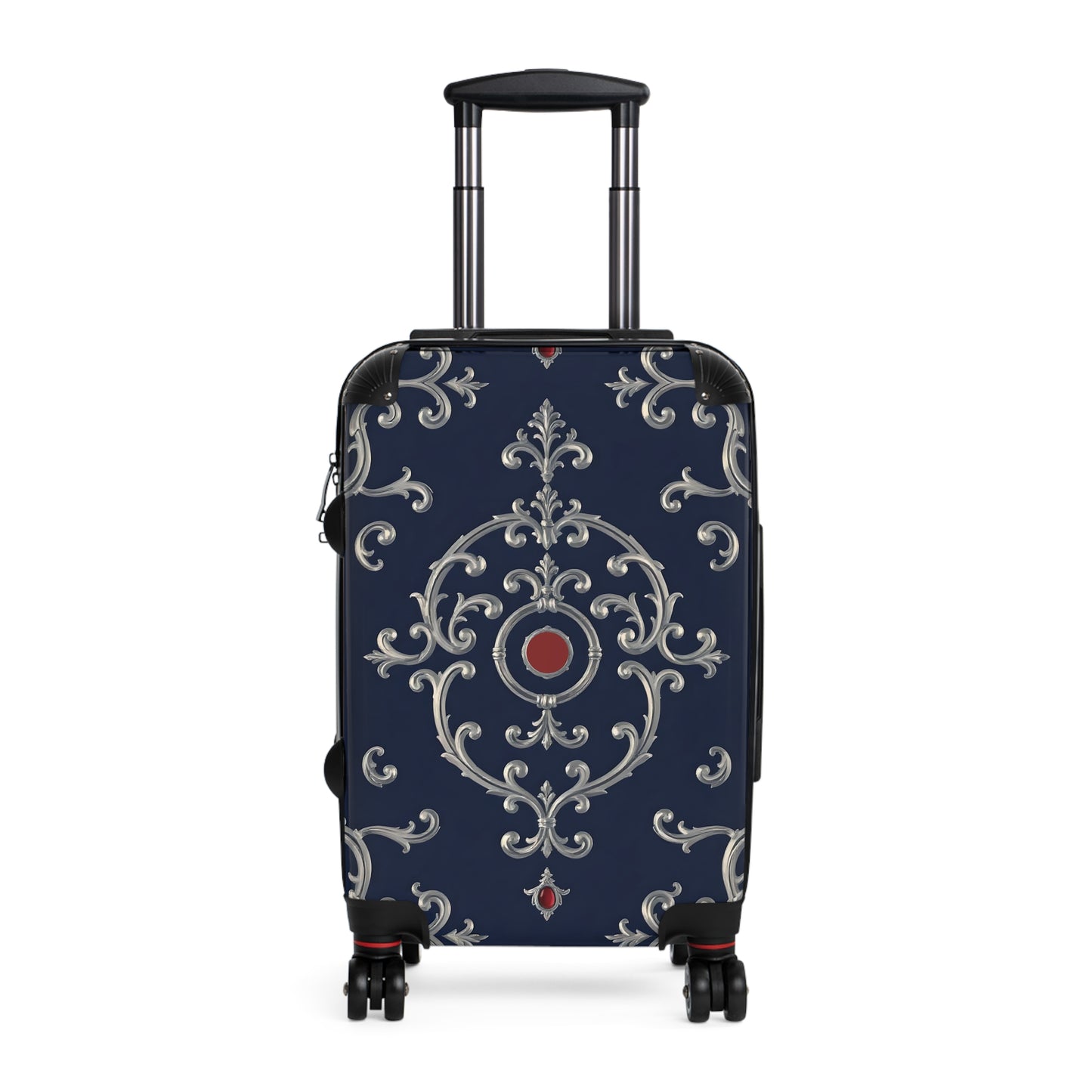 Stylish Travel Suitcase with Elegant Design, Luggage for Vacations, Weekend Getaways, Travel Accessories - Blue & Red Silver Baroque