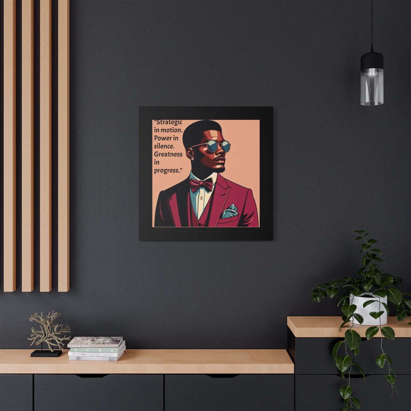 Afro Art Print Canvas, Wall Decor, Satin Stretched Canvas, African American Art, Office Decor, Home Decor - "Strategic In Motion...."