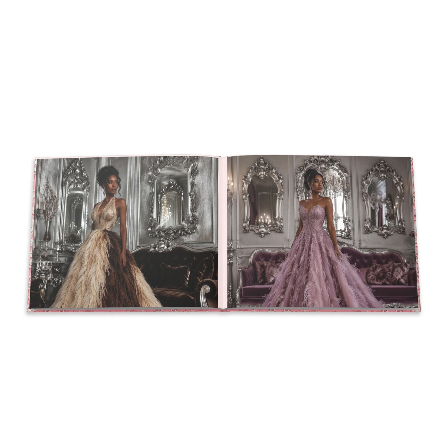 Pink Rococo Hardcover Fashion Illustrations - High Fashion Ball Gown Photo Book