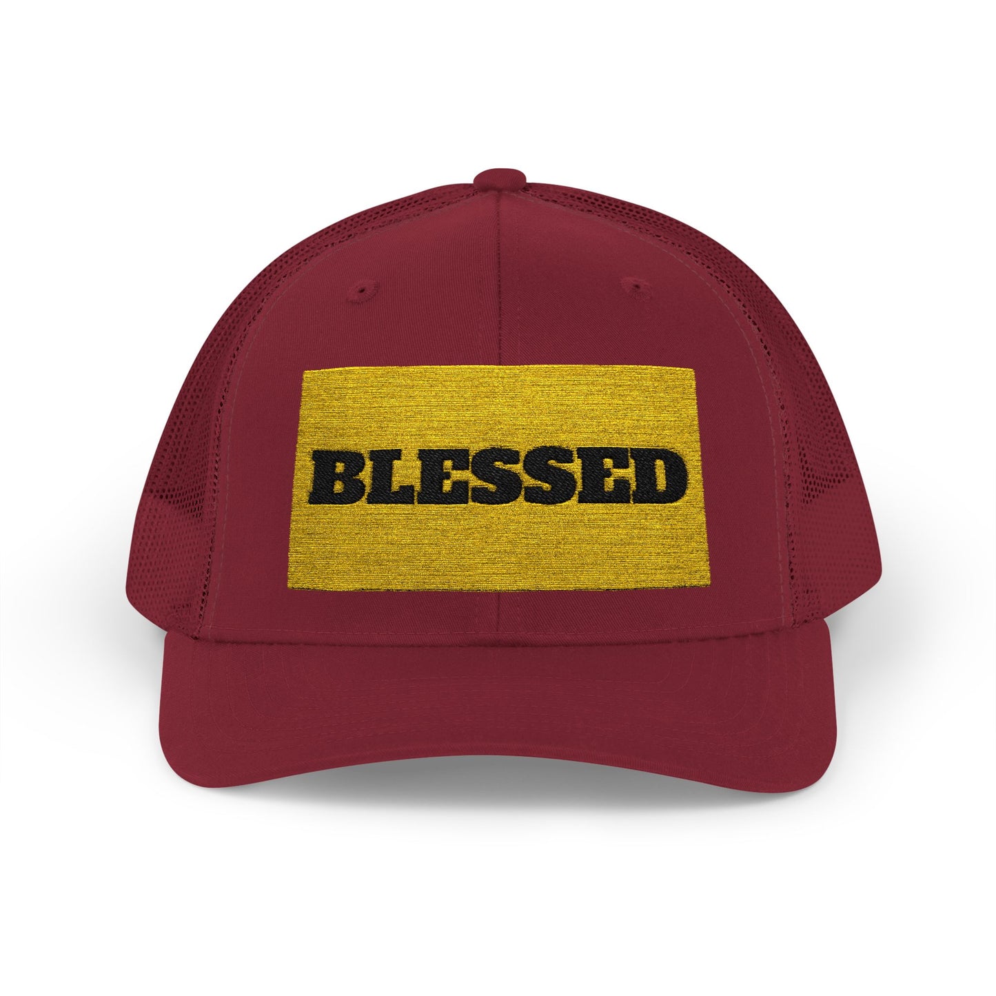 Blessed In Gold Snapback Trucker Cap for Everyday Inspiration, Faith-Based Accessory, Adjustable Hat, Gift for Friends, Motivational Cap