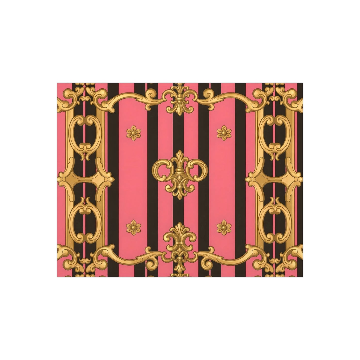 Elegant Decorative Foam Board - Chic Wall Decor, Glam Home Art, Stylish Backdrop, Gift for Her - Pink & Black Striped Gold Baroque