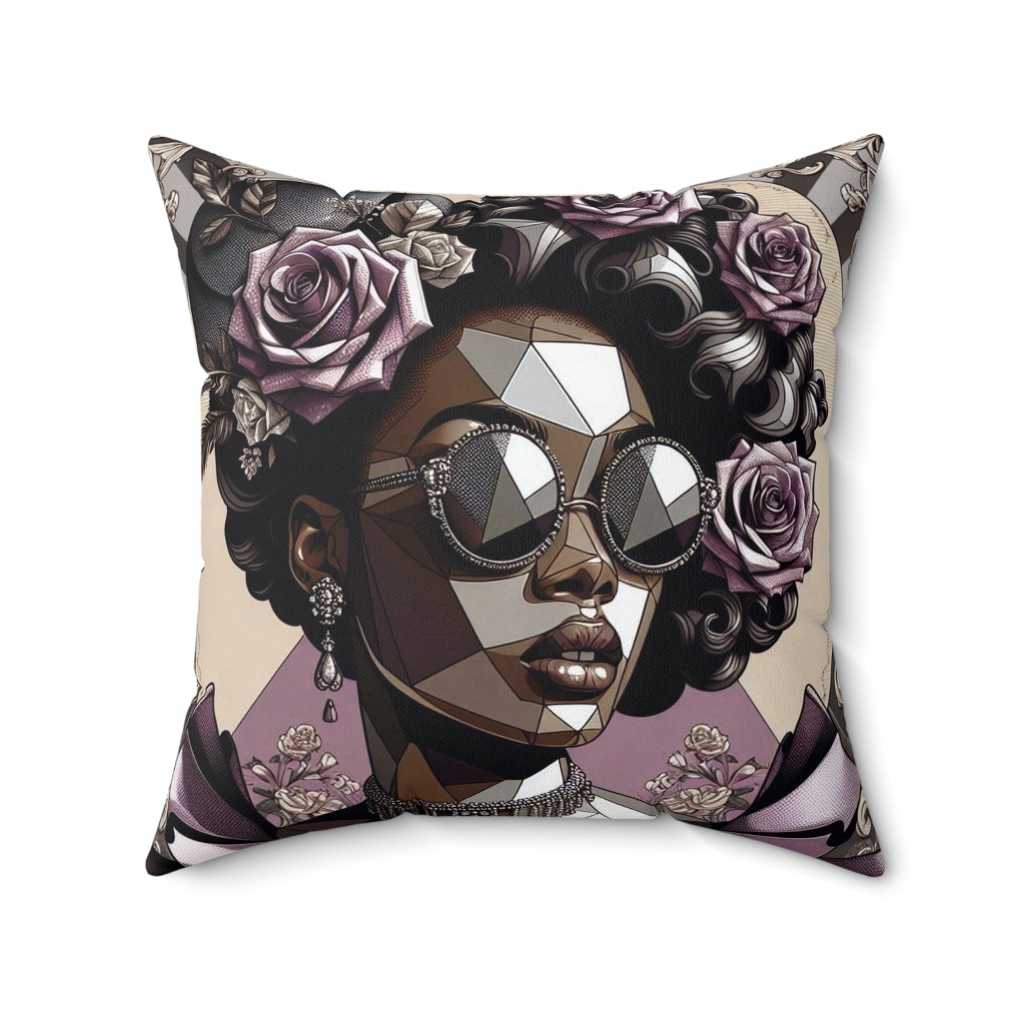 Chic Floral Square Pillow | Stylish Home Decor, Floral Accent Pillow, Modern Throw Cushion, Gift for Her - Lilac Baroque Lady