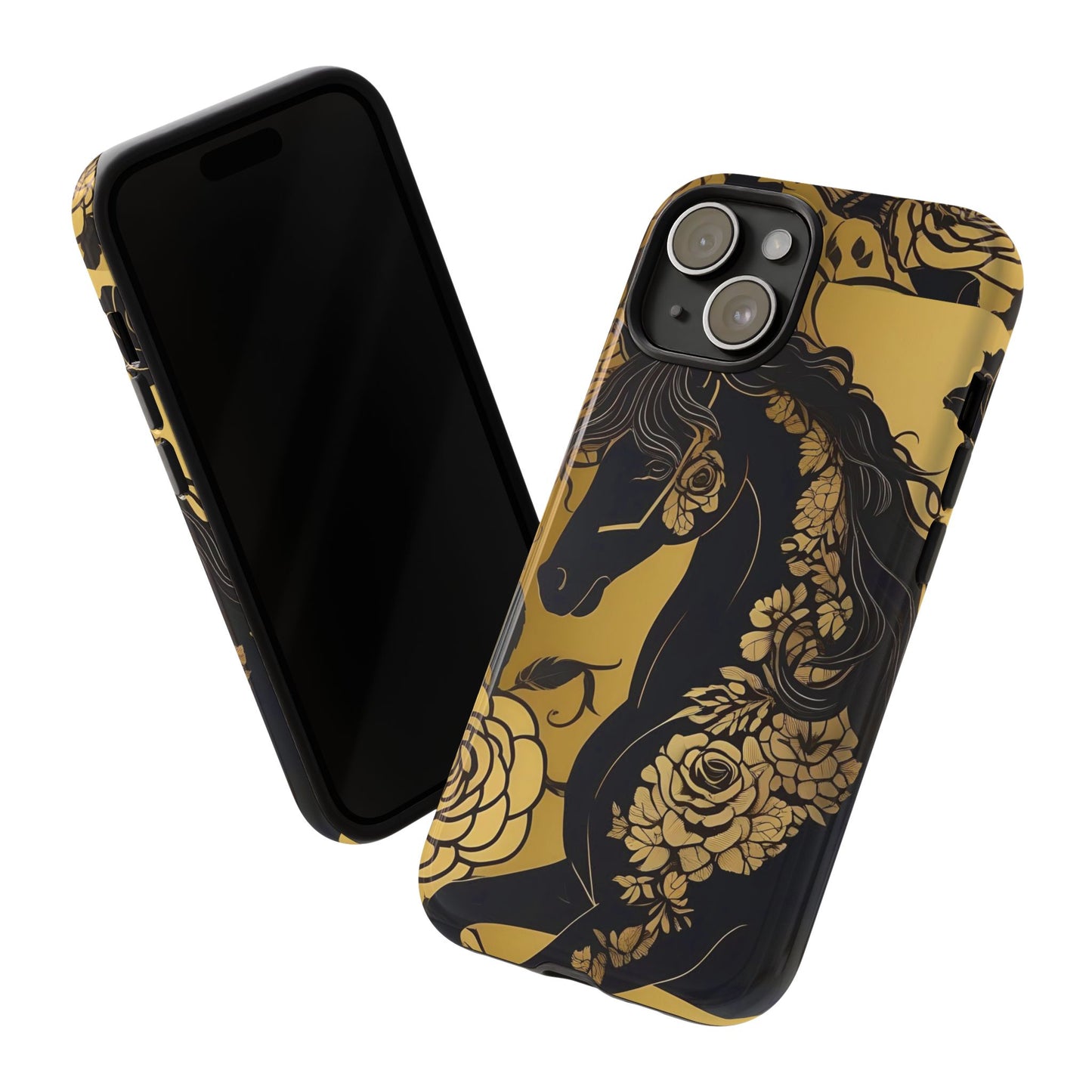 Phone Case - Elegant Horse & Roses Design