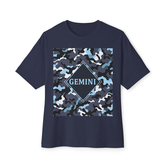 Gemini Oversized Tee - Unisex, Boho Style, Casual Wear, Birthday Gift, Zodiac Apparel, Comfortable Tee - Black, Grey & Ice Blue