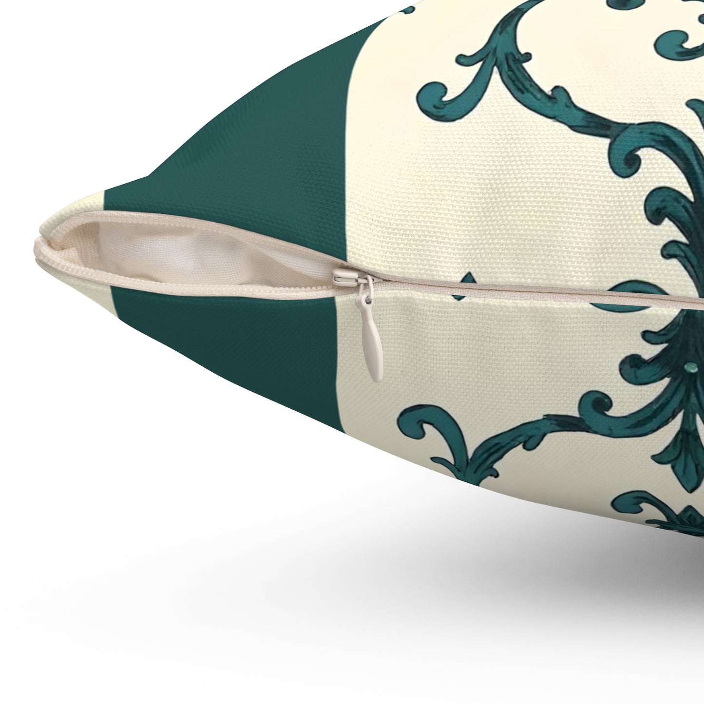 Spun Polyester Square Pillow - Teal Striped Rococo