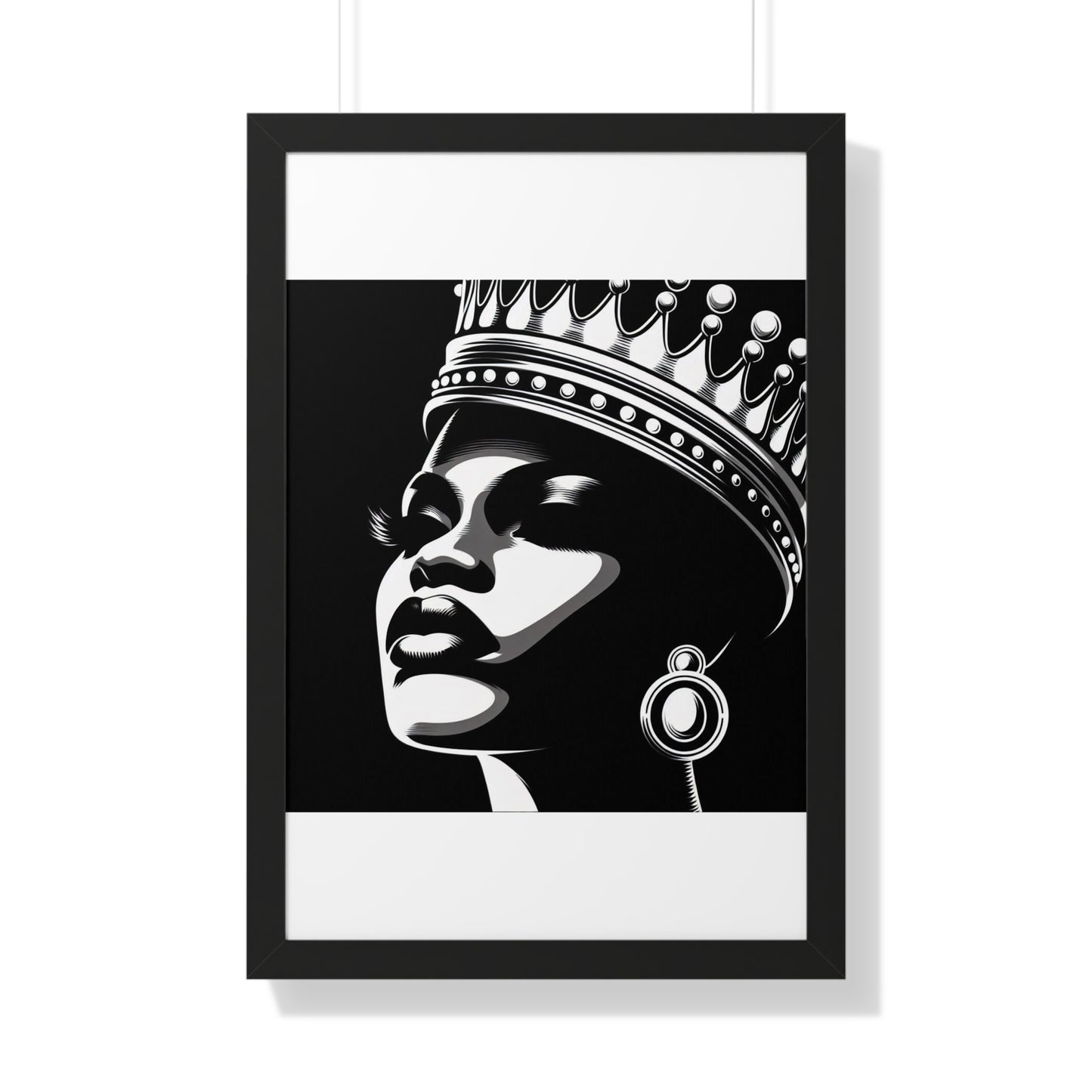 Elegant Crowned Queen Wall Art, Framed Vertical Poster, Home Decor, Modern Wall Art, Gift for Her, Inspirational Art