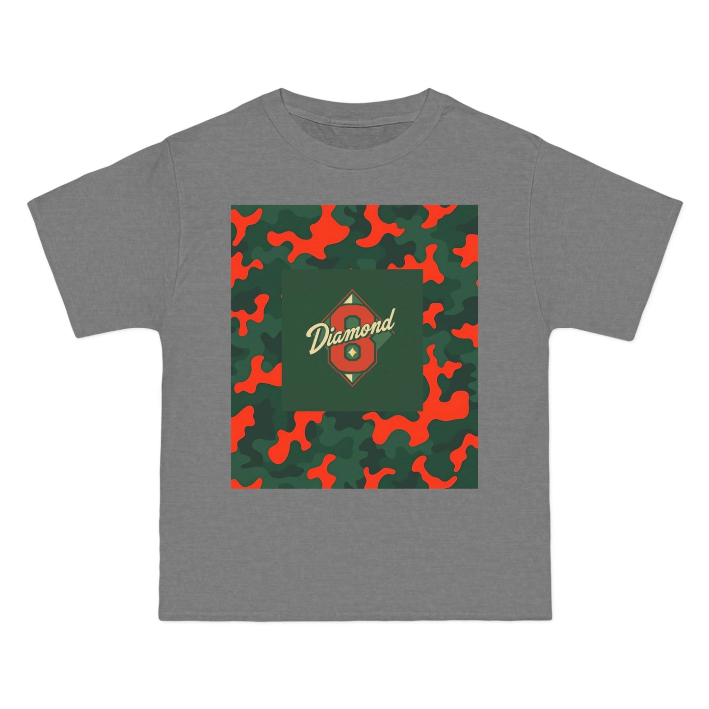 Camo Graphic Tee, Unisex, Trendy Streetwear, Stylish Summer Top, Perfect for Casual Outings - Green & Orange Camo Diamond 8
