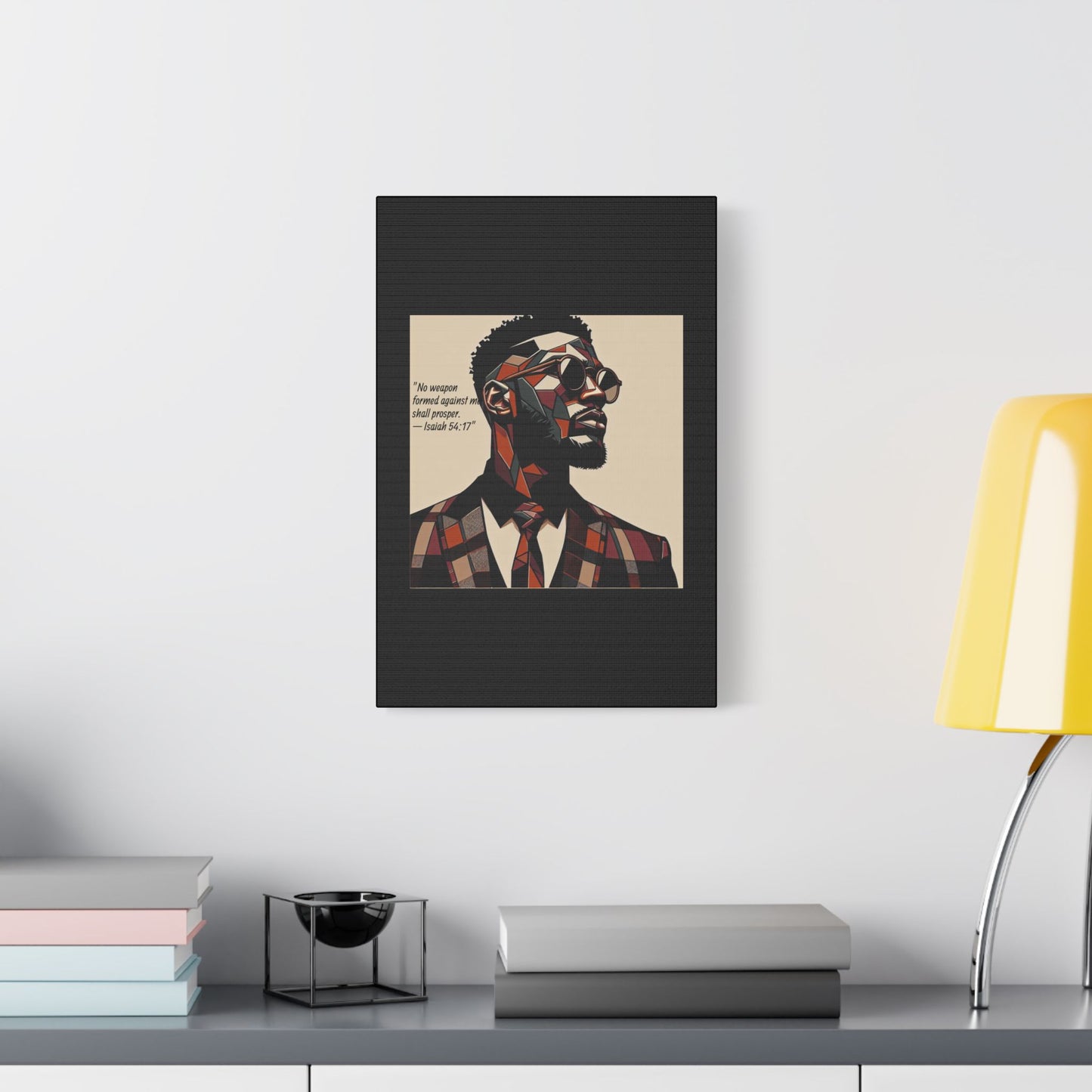 Afro Art Print Canvas, Wall Decor, Satin Stretched Canvas, African American Art, Office Decor, Home Decor - Isaiah 54:17