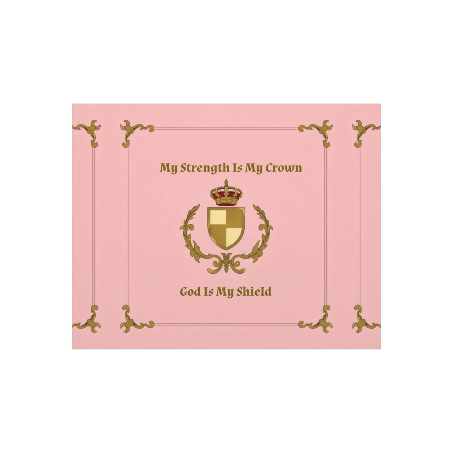 Crest & Crown Spiritual Quote Wall Art, Motivational Decor, Foam Board Print, Home Accent, Gift for Friends, Pink Crown Design