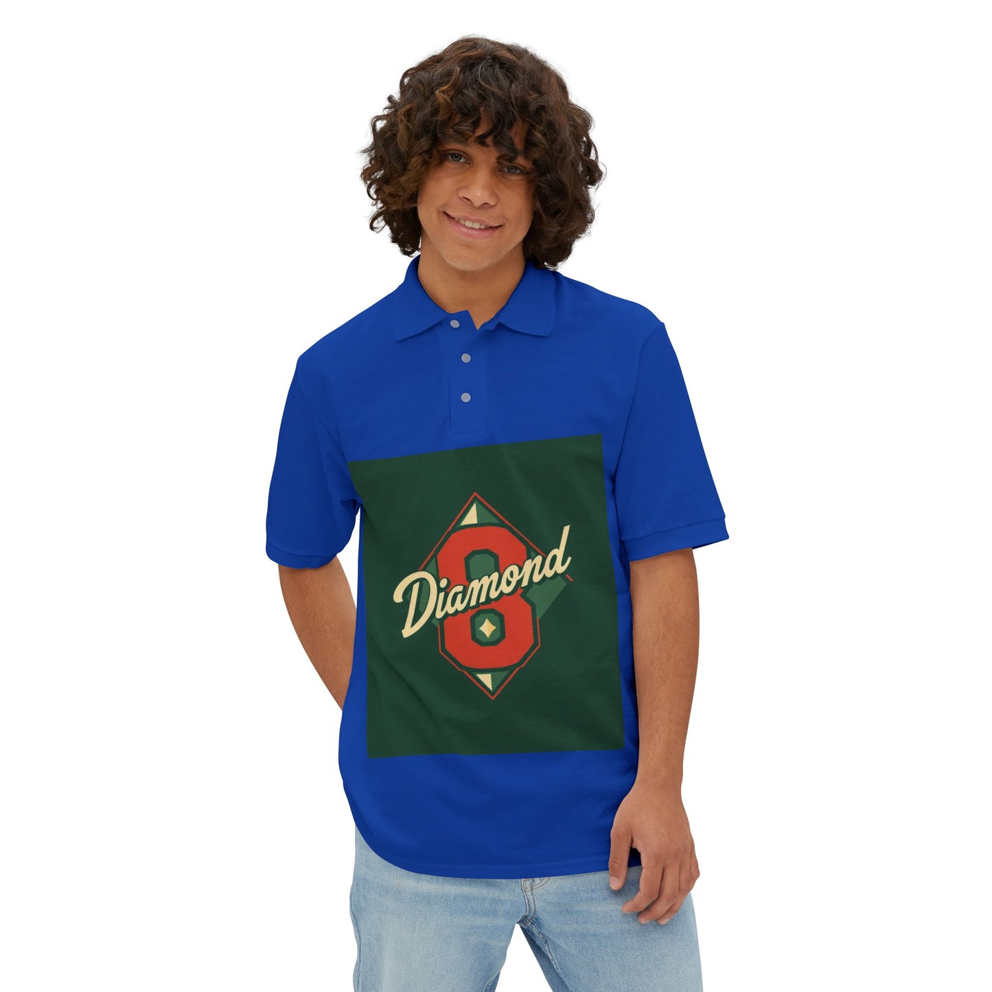 Vintage Baseball Diamond Polo Shirt, Men's Golf Shirt, Casual Summer Polo - Diamond 8