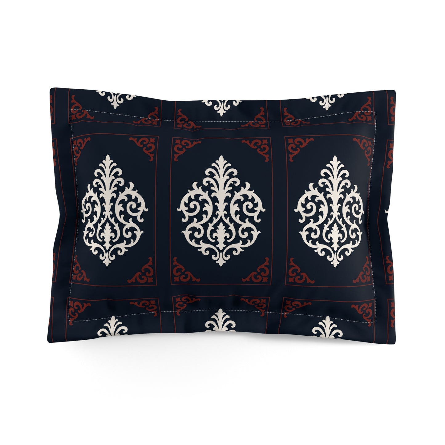 Dusk Blue-Maroon & White Baroque Pillow Sham — Elegant Decorative Throw Pillow Cover - Additional Pattern