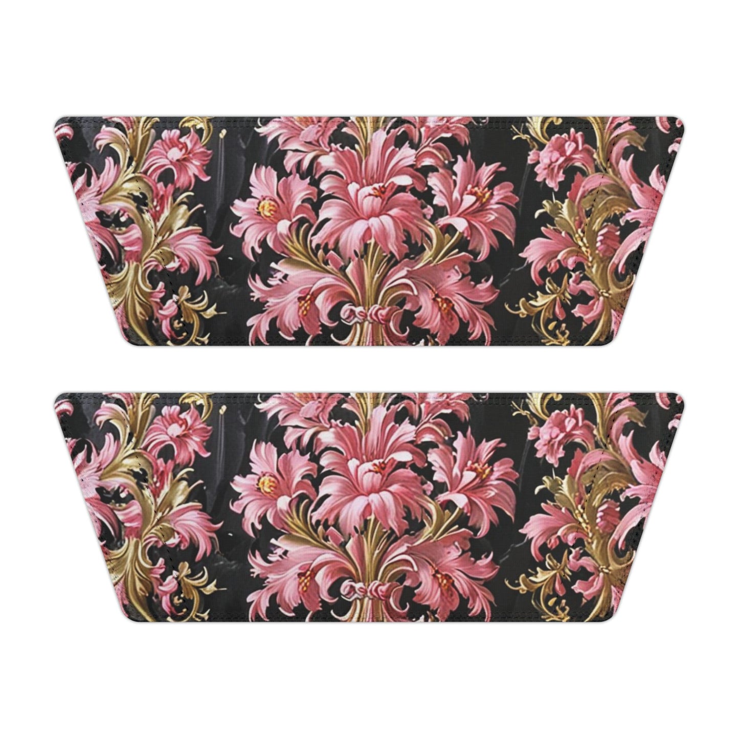 Floral Women's Sandals | Trendy Summer Footwear, Vacation Slip-Ons, Beach Sandals, Stylish Slip-Ons - Black & Pink Oil Painting Style Rococo