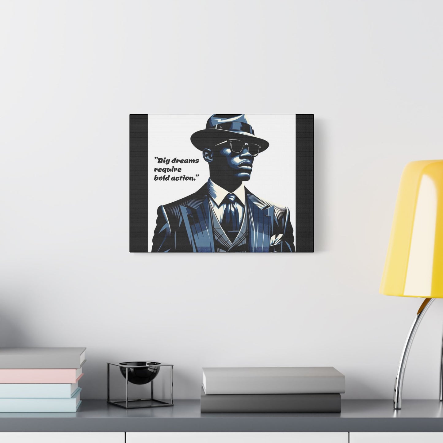 Afro Art Print Canvas, Wall Decor, Satin Stretched Canvas, African American Art, Office Decor, Home Decor - "Big dreams require bold action."
