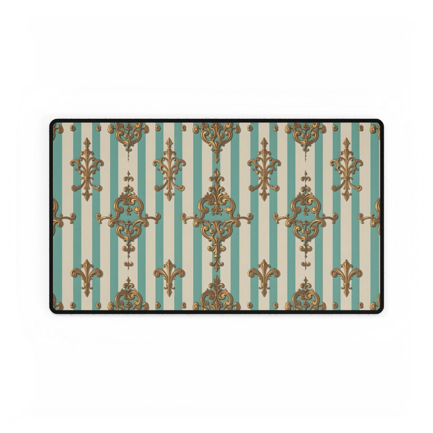 Elegant Desk Mats - Luxe Office Decor, Stylish Workspace Accessories, Personalized Desk Ideas - Matte Green Striped Rococo