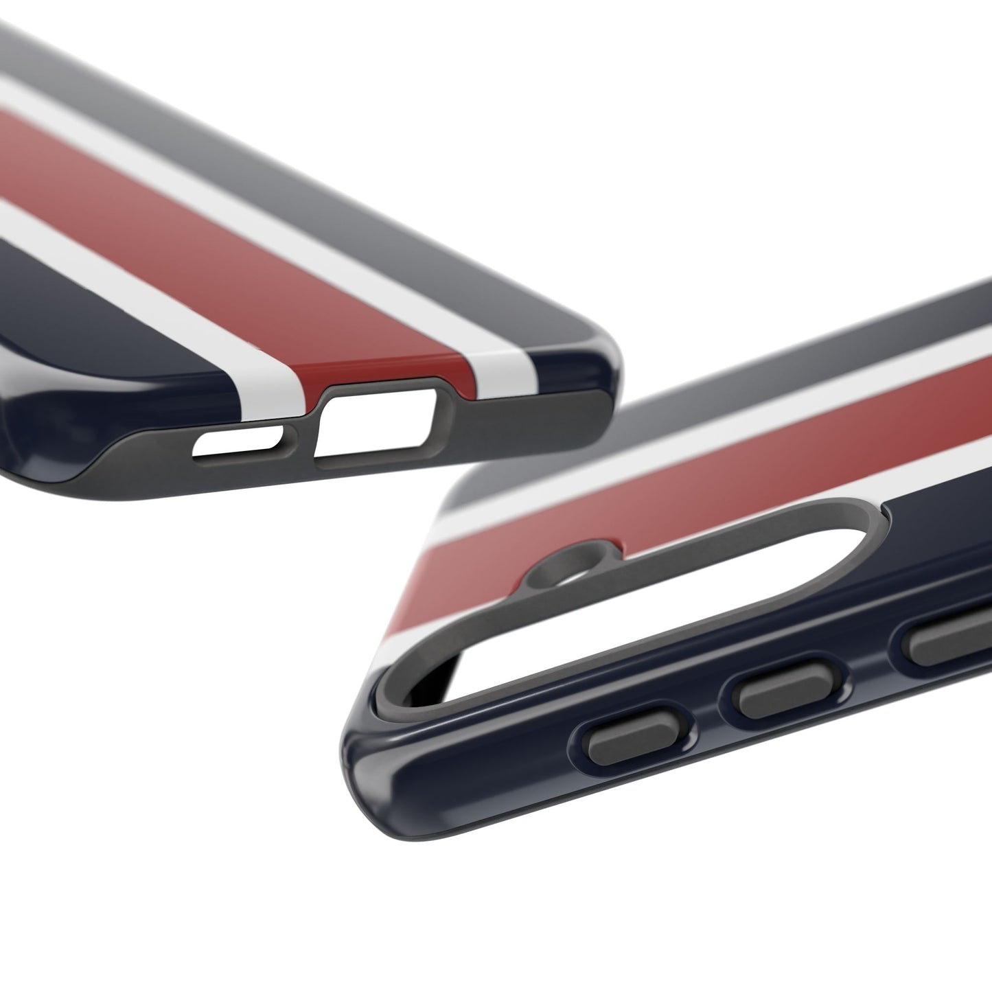 Lunar Midnight & Red-White Striped Stylish Phone Case - Tough Cases, Custom iPhone Cover, Sleek Phone Accessories, Gifts for Him/Her