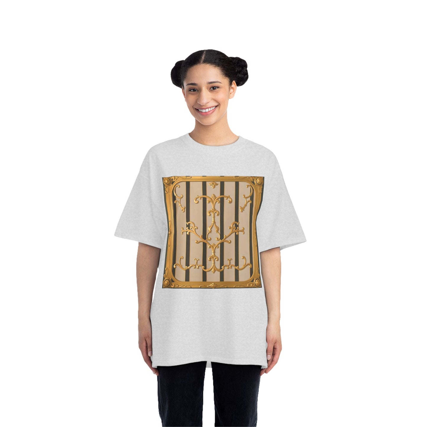 Beefy-T® Unisex Short-Sleeve T-Shirt - Beige Striped Gold Rococo