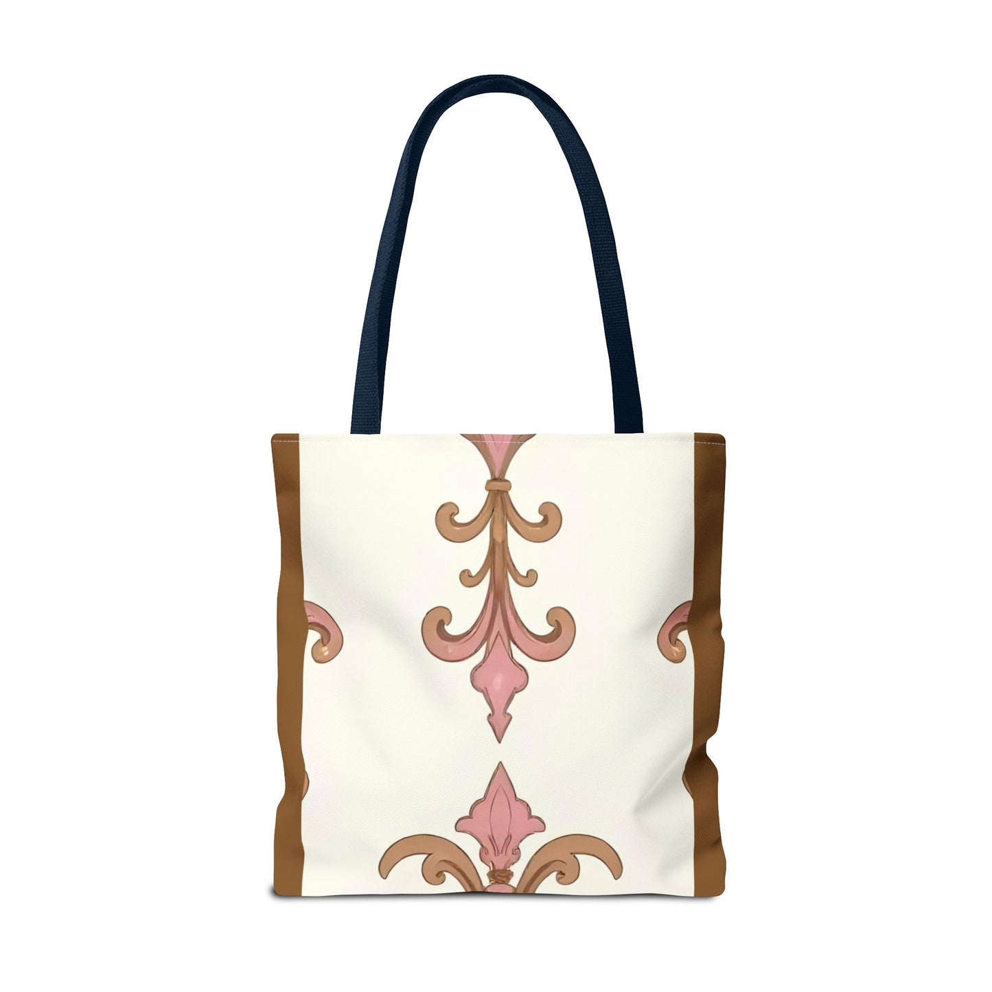Elegant Floral Tote Bag - Perfect for Everyday Use, Shopping, Gifts, Summer Outings, and Special Occasions - Brown Striped Pink Arabesque