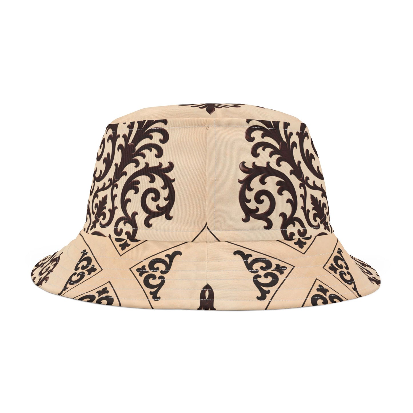 Almond-Beige & Brown Baroque Pattern Bucket Hat