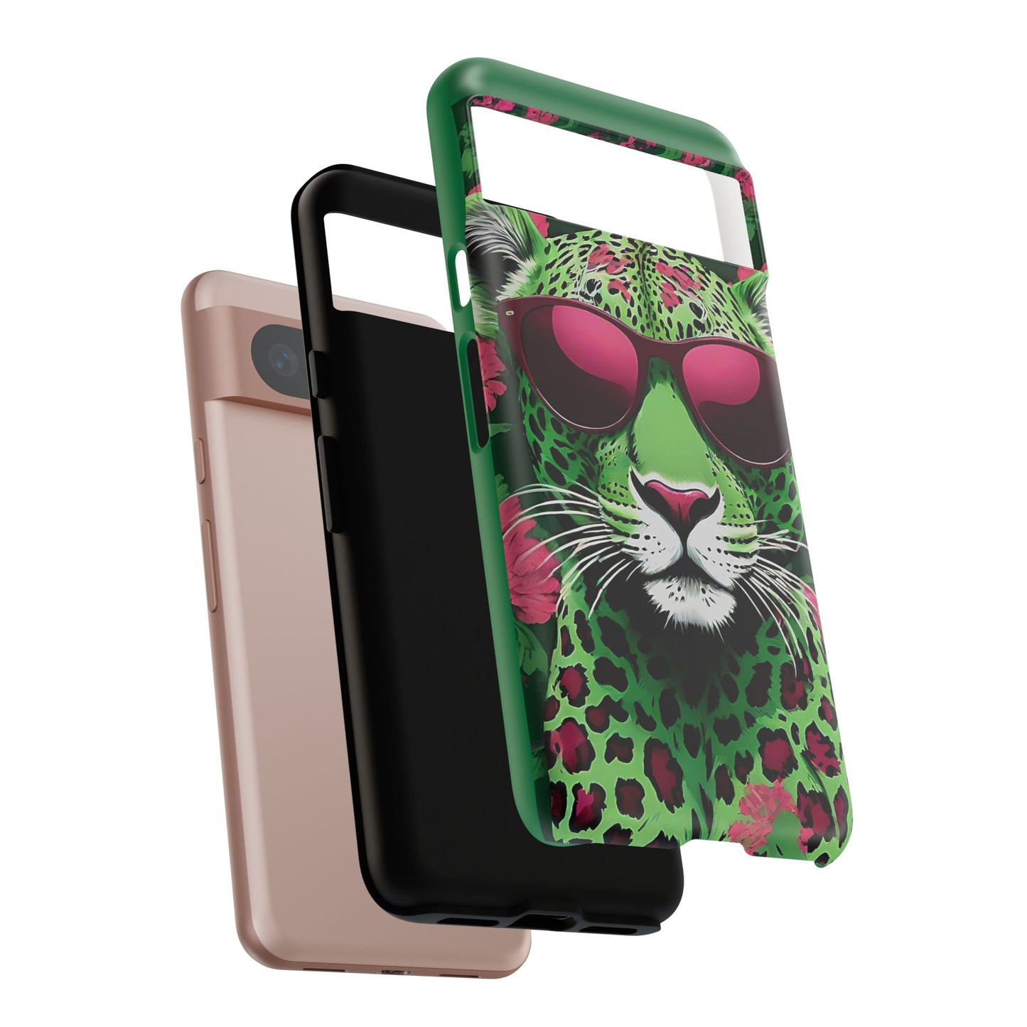 Phone Case - Lime Green & Burgundy Leopard In Sunglasses Design