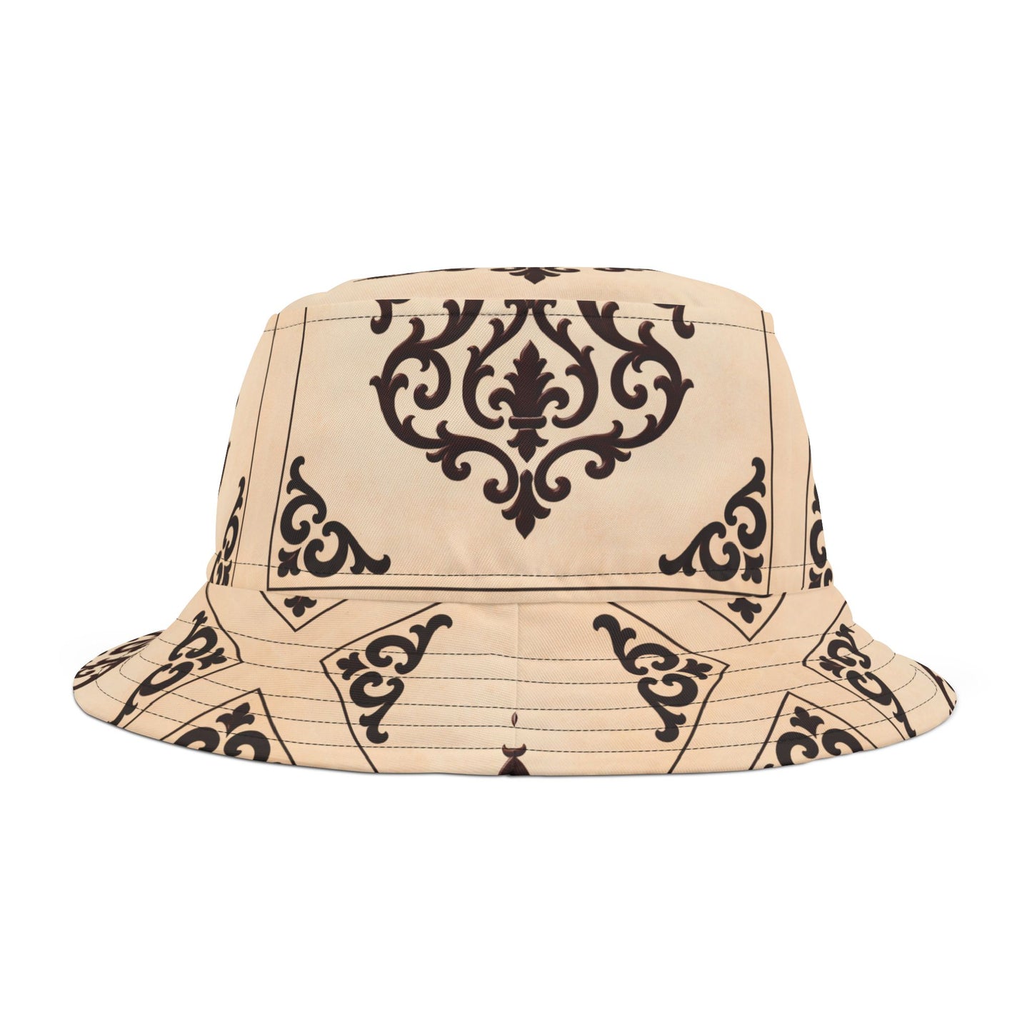 Almond-Beige & Brown Baroque Pattern Bucket Hat