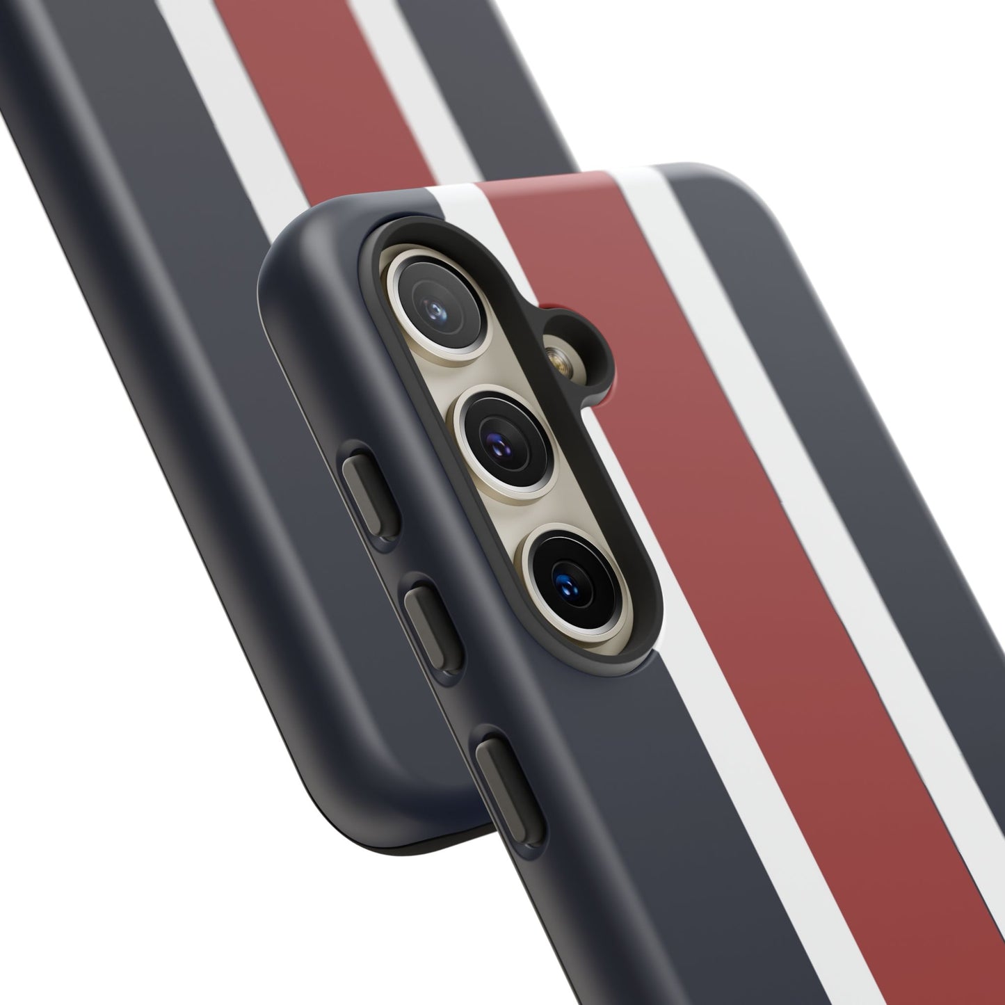 Lunar Midnight & Red-White Striped Stylish Phone Case - Tough Cases, Custom iPhone Cover, Sleek Phone Accessories, Gifts for Him/Her