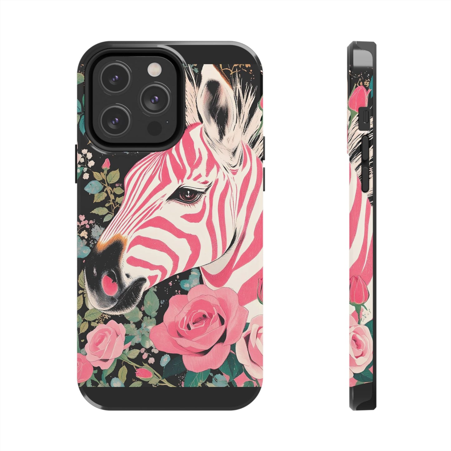 Pink Zebra Tough Phone Case - Trendy Floral Design for Animal Lovers