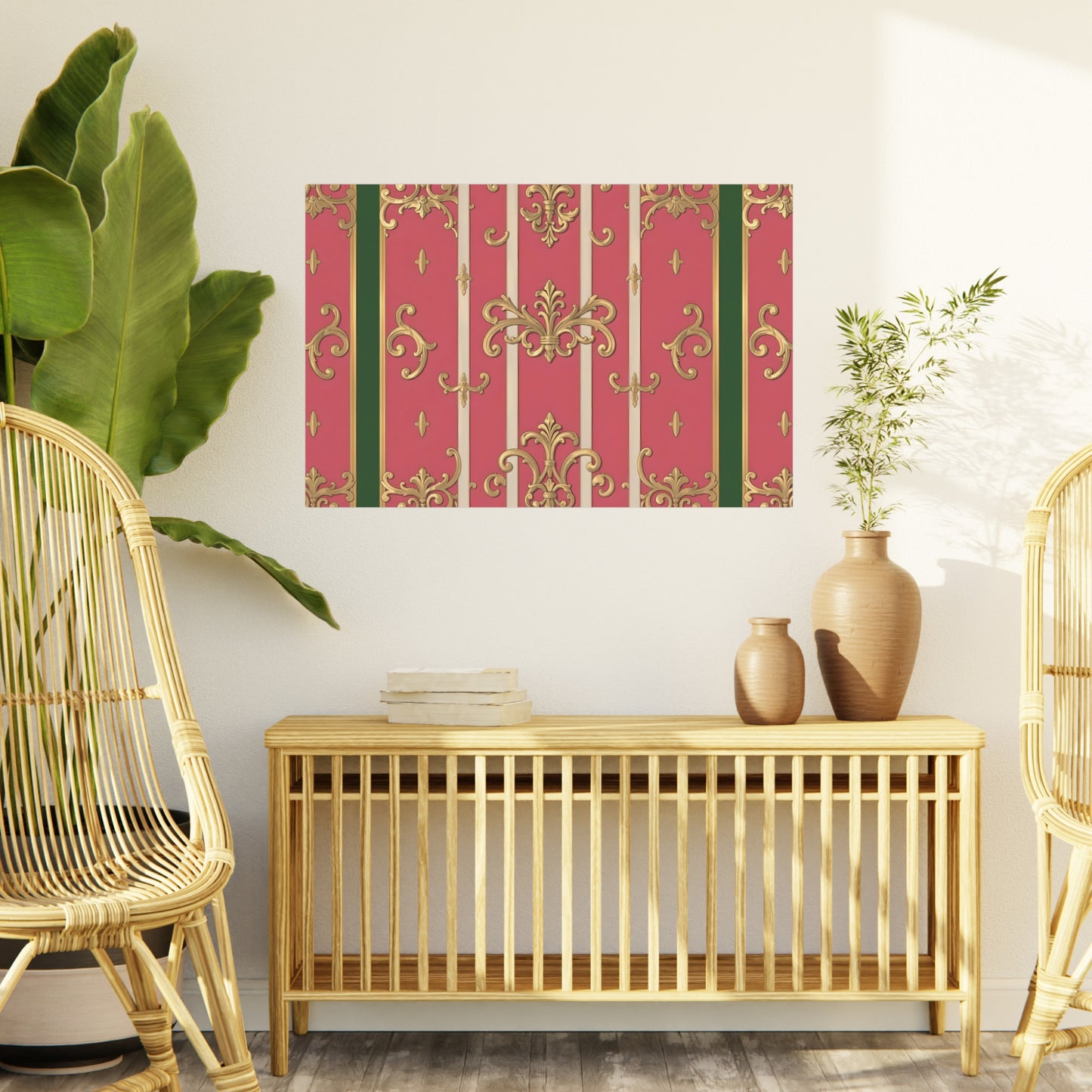 Elegant Green Border Pink & Gold Foam Board Decor - Party Backdrop, Art Display, Home Decor, Event Decoration, Wall Art