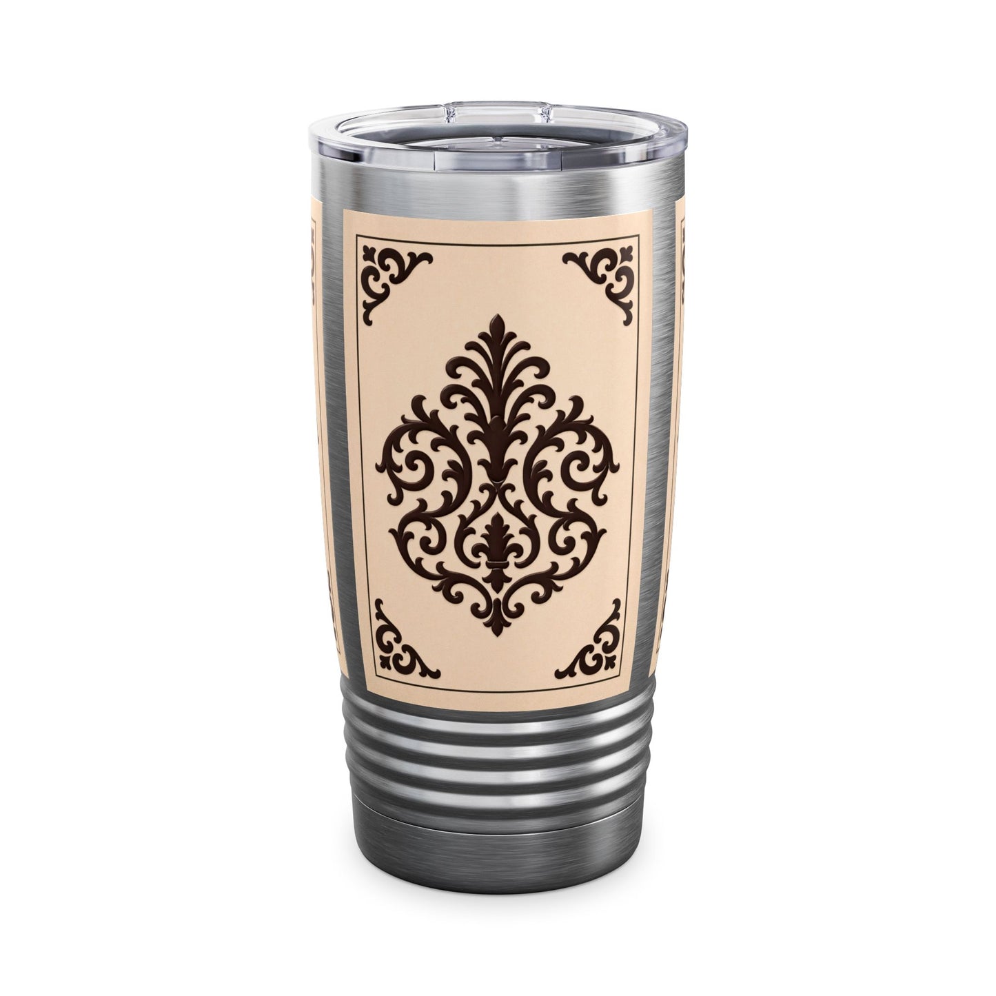 Almond-Beige & Brown Baroque 20oz Tumbler – Beige & Brown Insulated Travel Cup