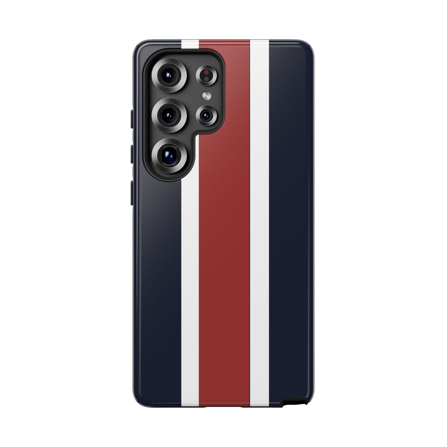 Lunar Midnight & Red-White Striped Stylish Phone Case - Tough Cases, Custom iPhone Cover, Sleek Phone Accessories, Gifts for Him/Her