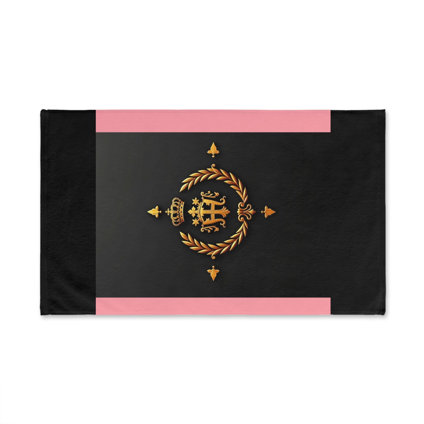 Elegant Monogrammed Hand Towel for Home Decor, Bathroom Accessory, Gift Idea, Luxury Towel, Housewarming Present - Pink Striped Gold Crest