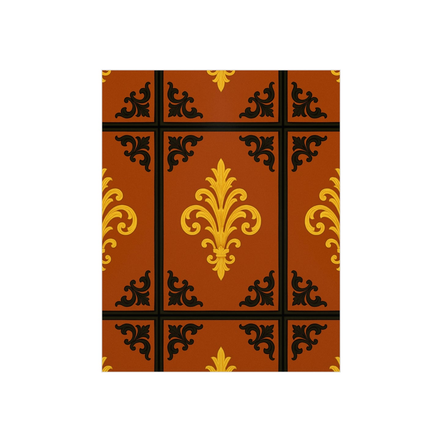 Dusk Terracotta Baroque Foam Board — Baroque Pattern Wall Art (Dusk Terracotta, Gold & Black)
