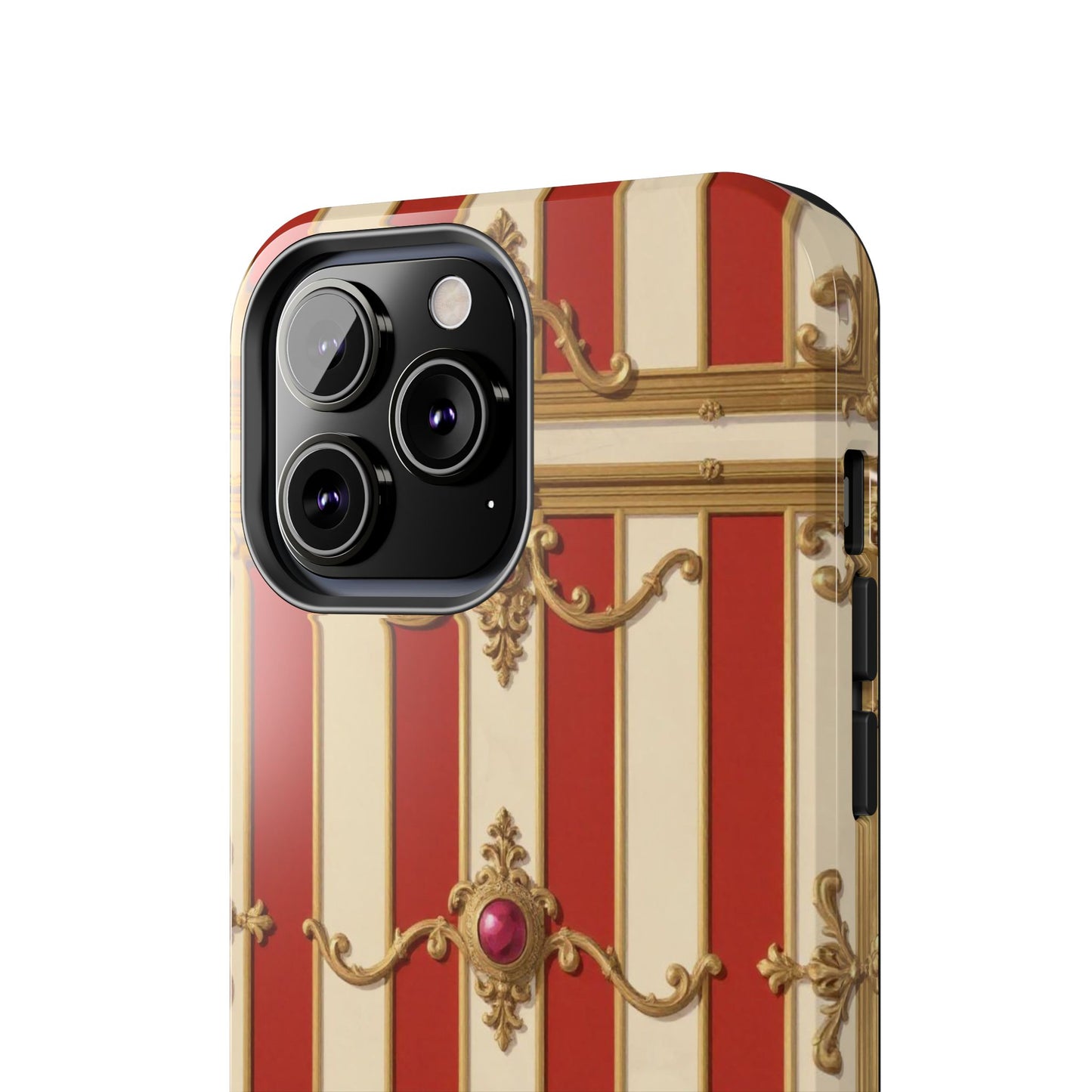 Elegant Alabaster & Dusk Orange Striped Baroque Tough Phone Case - Stylish Protection for Your Device