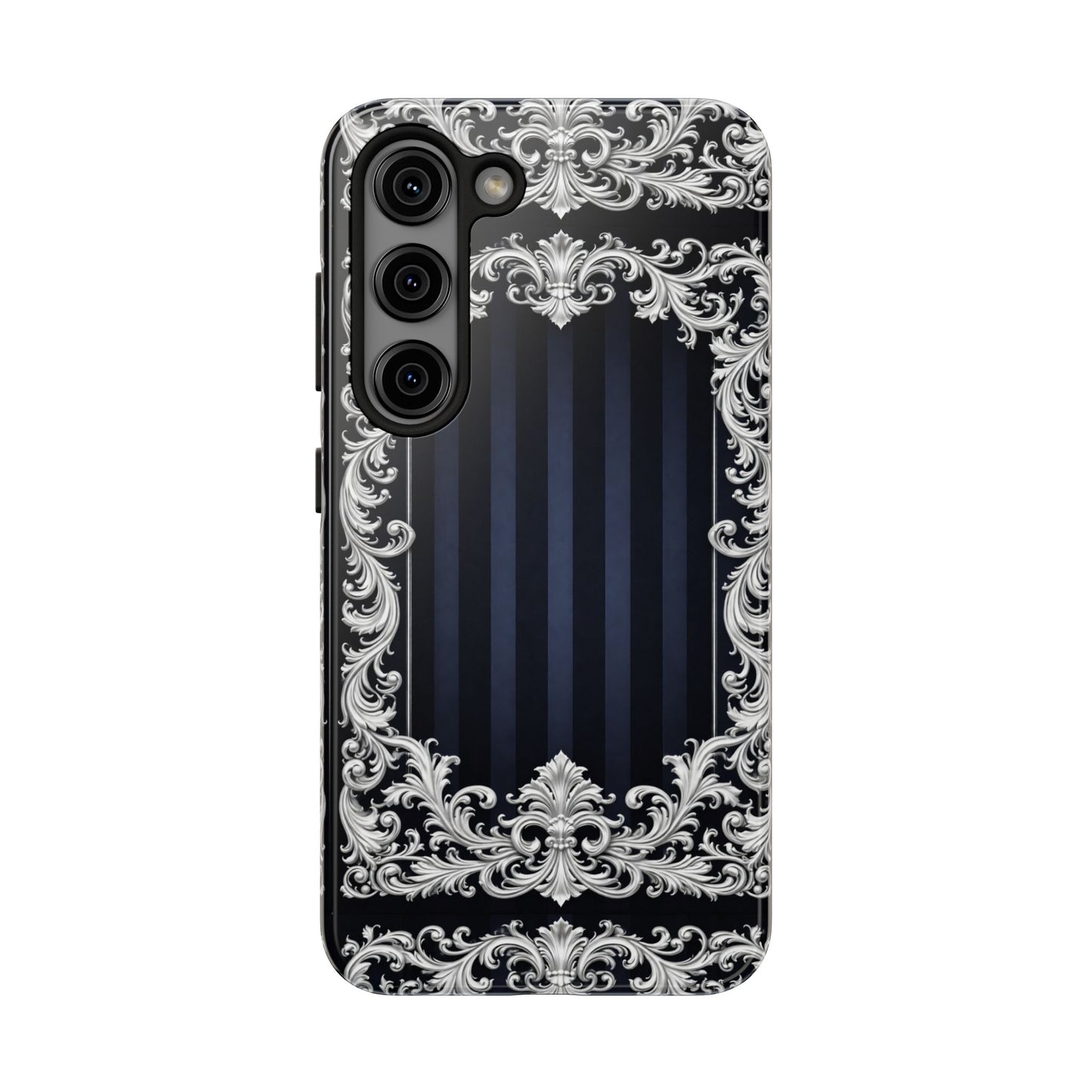 Navy Stripes & Baroque Tough Phone Case — Protective Decorative iPhone Case