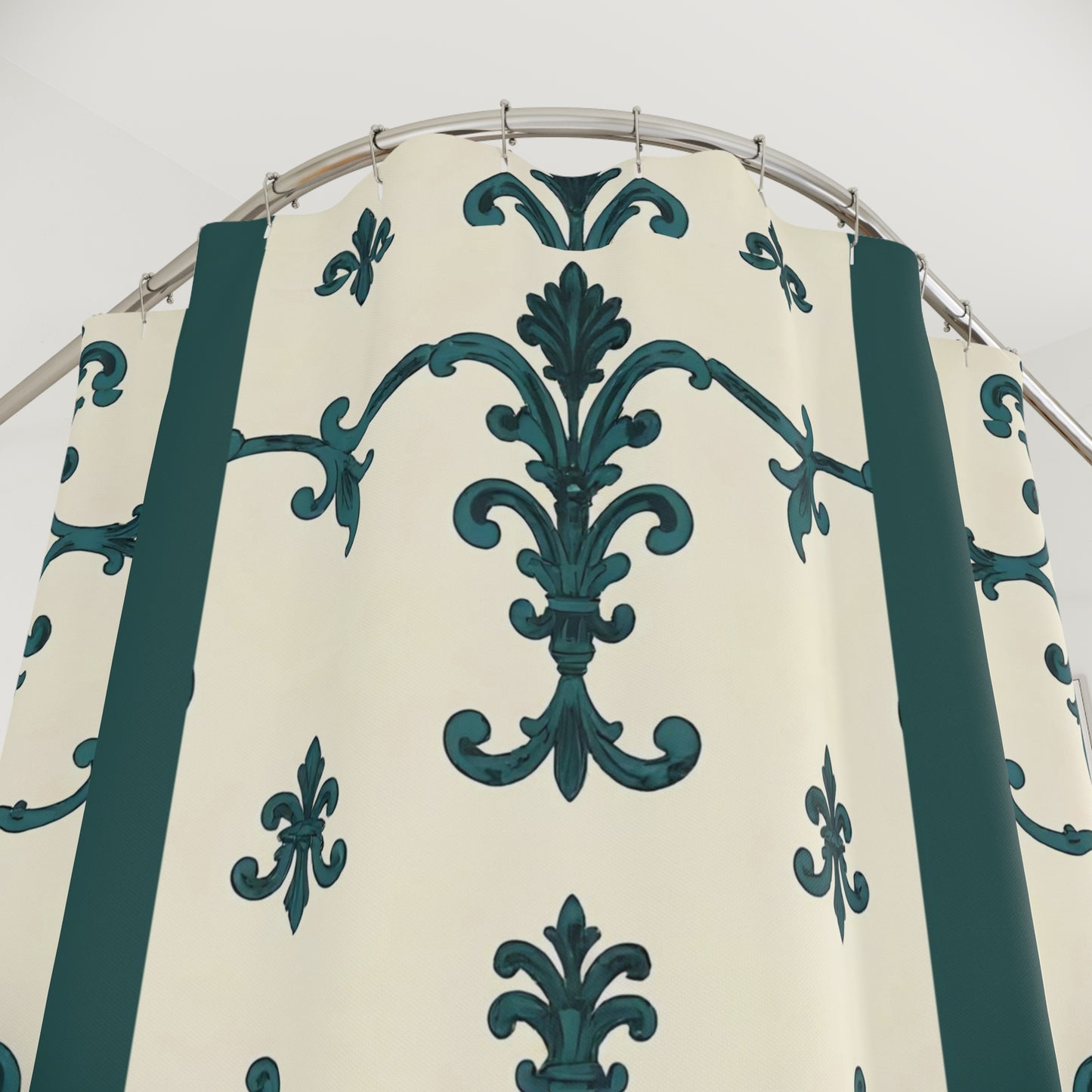 Shower Curtains - Teal Striped Rococo