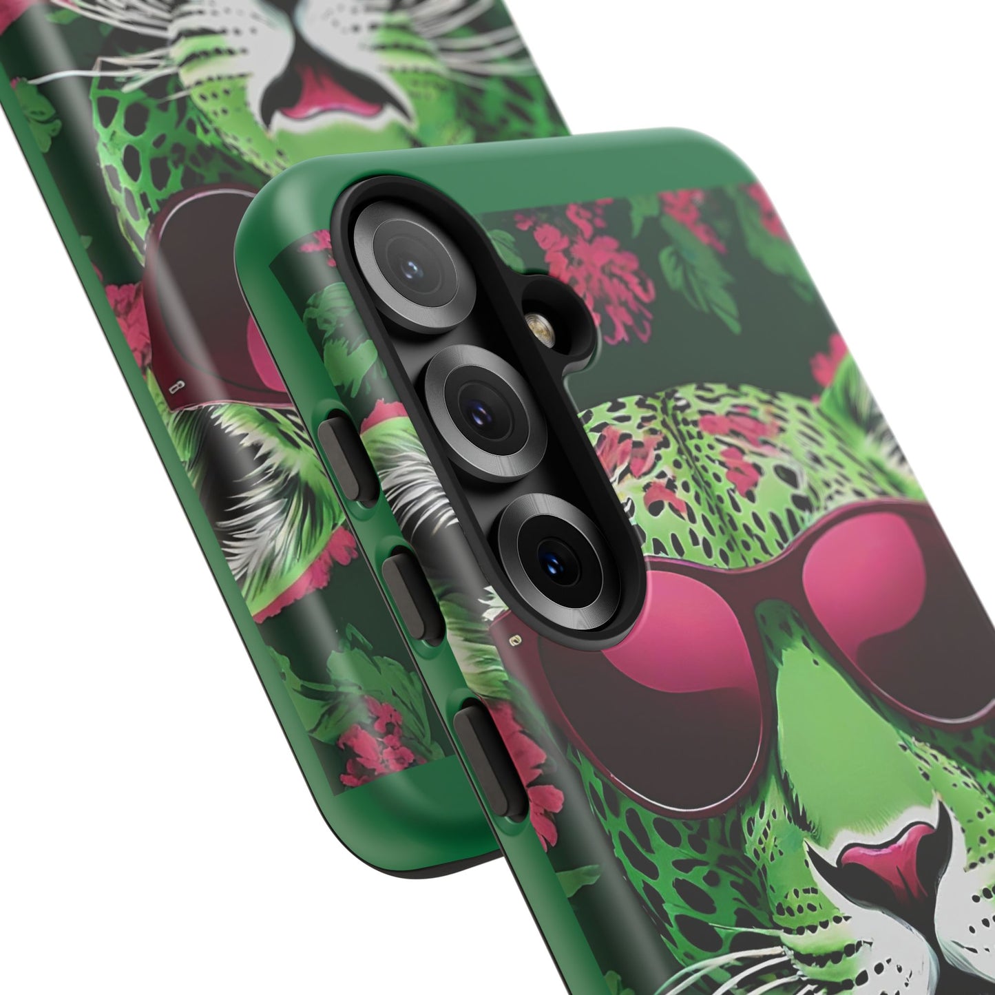 Phone Case - Lime Green & Burgundy Leopard In Sunglasses Design