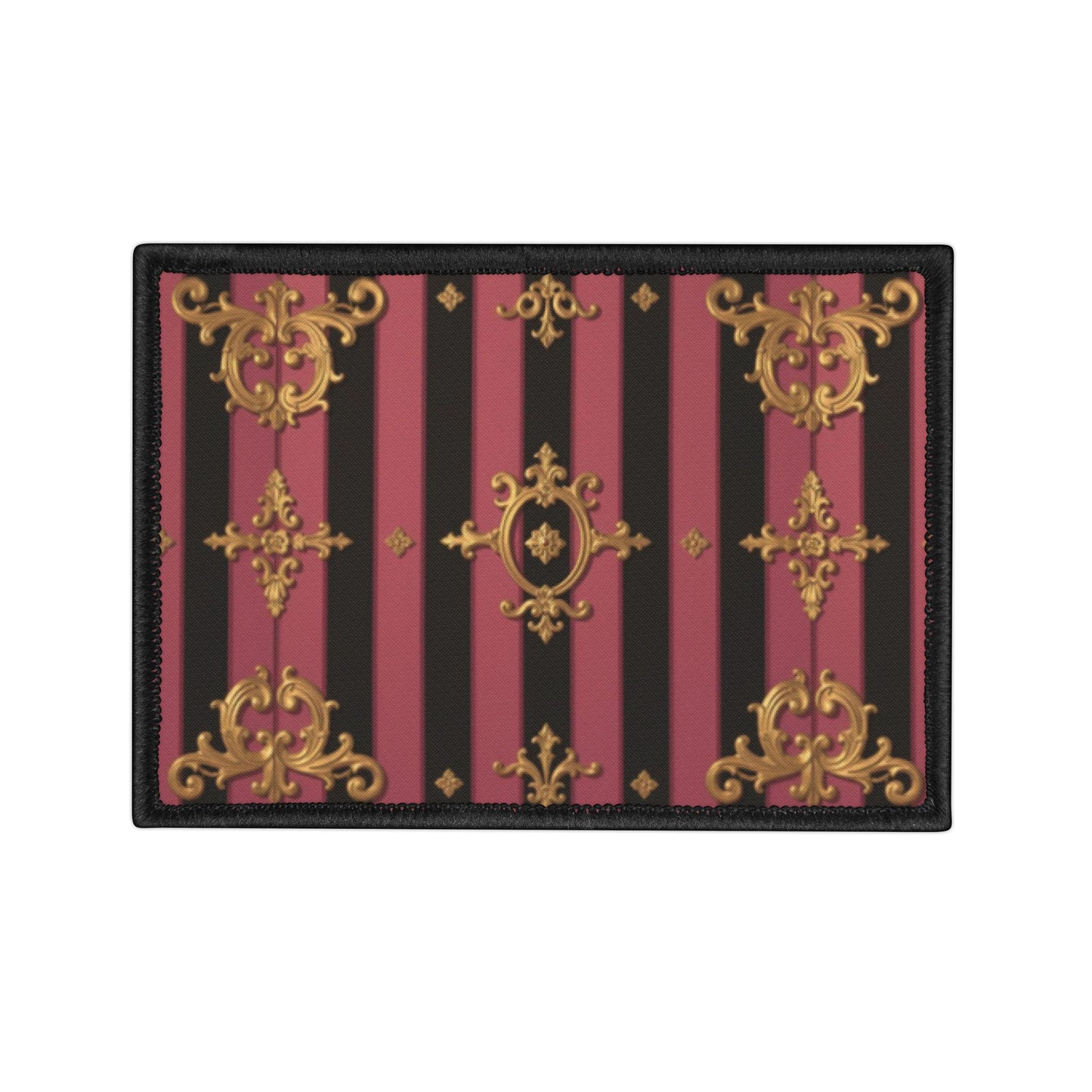 Black & Mauve Striped Gold Baroque-Inspired Iron-On Patches for Jackets, Bags, and Crafts - Perfect for Creative DIY Projects