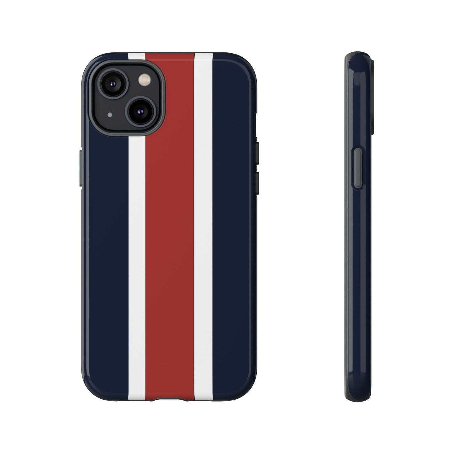 Lunar Midnight & Red-White Striped Stylish Phone Case - Tough Cases, Custom iPhone Cover, Sleek Phone Accessories, Gifts for Him/Her